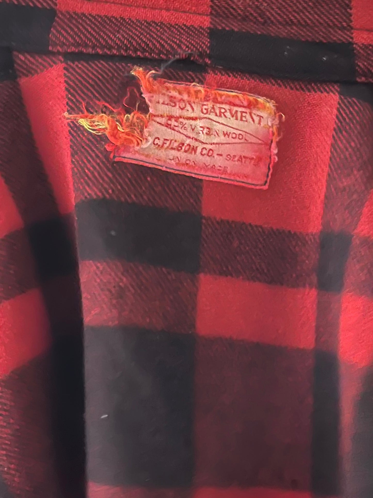 Vintage 'Filson' Red Plaid Wool Chore Jacket / Large