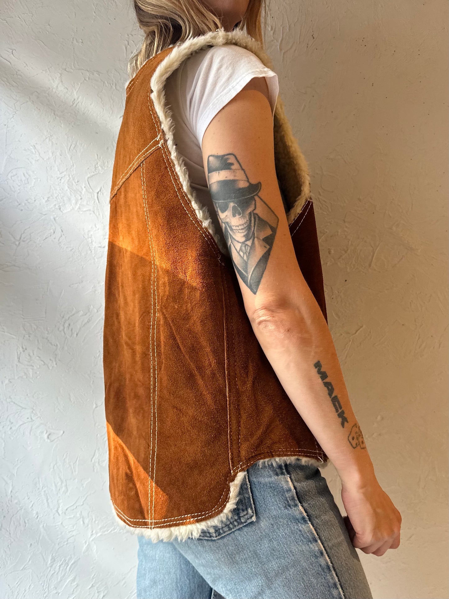 Vintage Suede Leather Vest / Large
