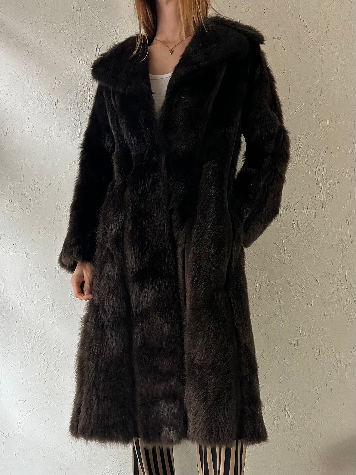 Vintage Brown Fur Coat / Small