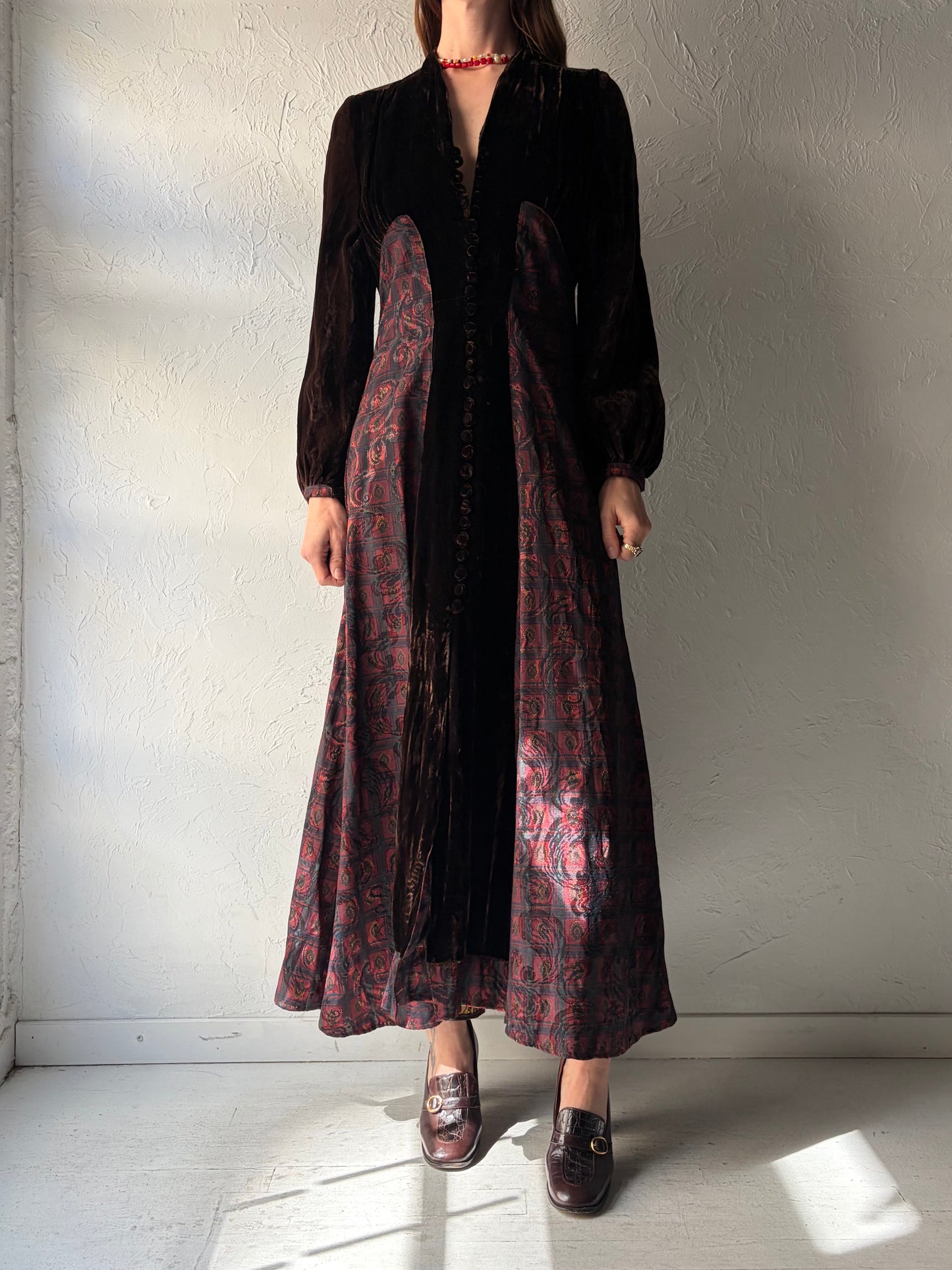 Vintage Handmade Brown Velvet Fairycore Ren Fair Dress / Medium
