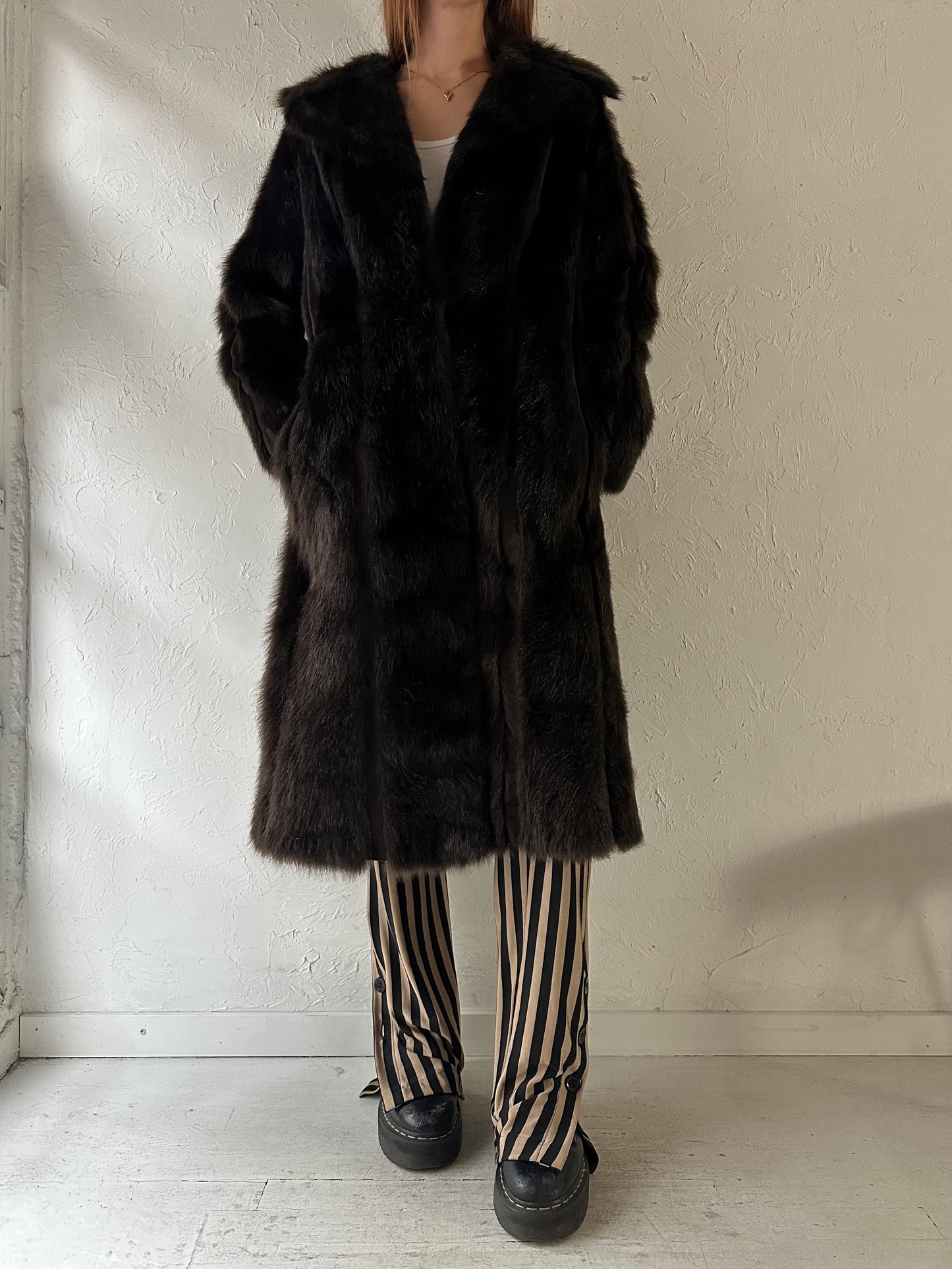 Vintage Brown Fur Coat / Small