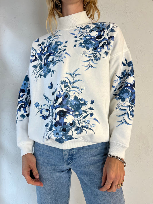 90s 'Lady Footlocker' Floral Sweatshirt / Small