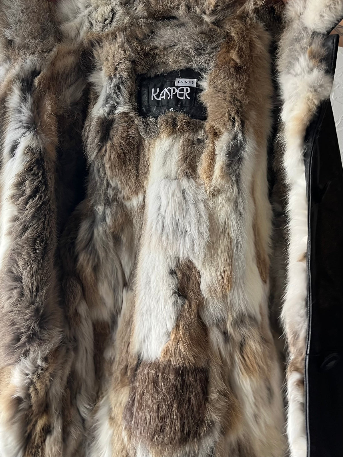 90s 'Kasper' Black Leather Fur Lined Boho Streetwear Winter Jacket / Small