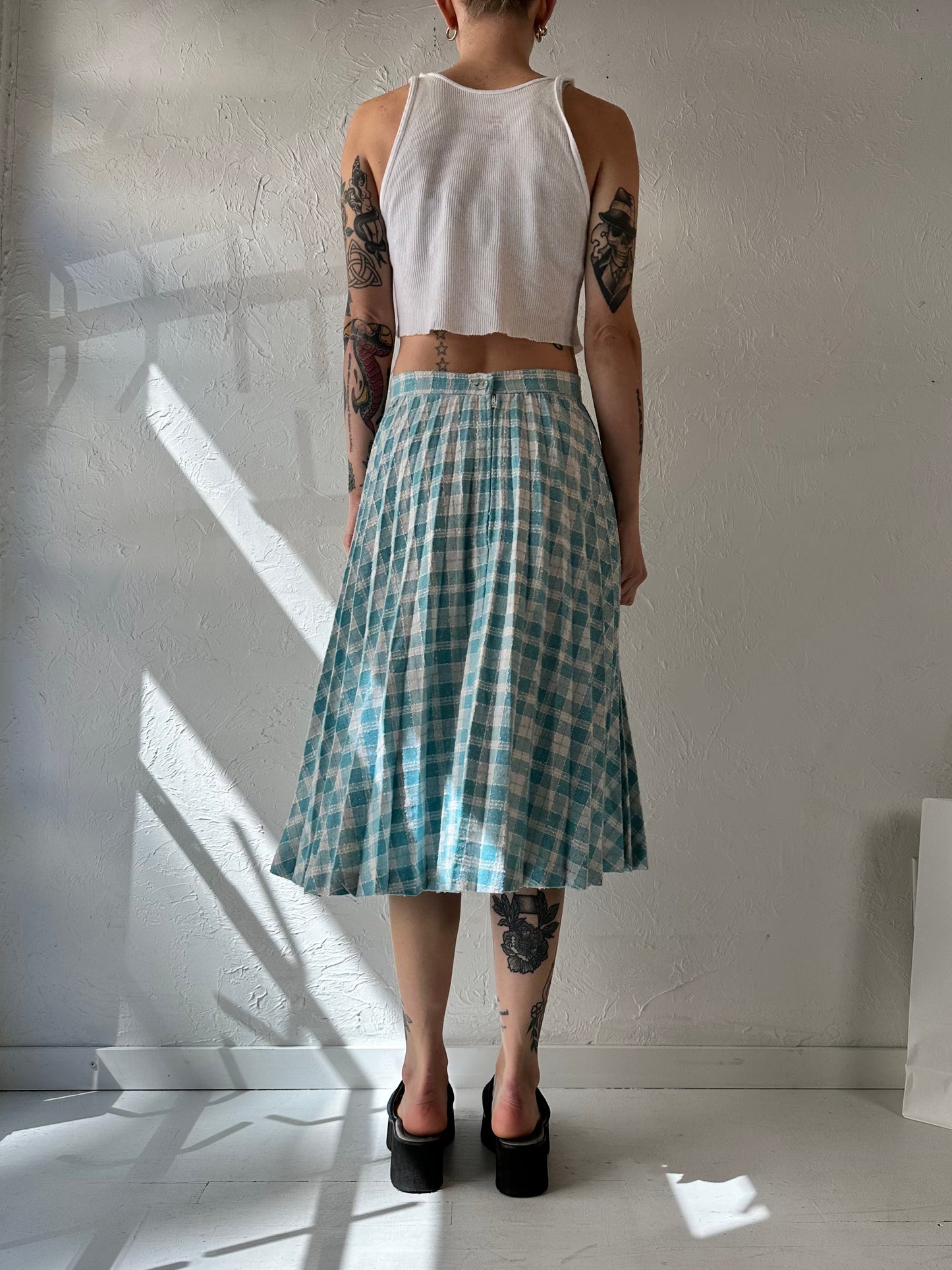 70s 'Guilorp' Blue Pleated Midi Skirt / Small