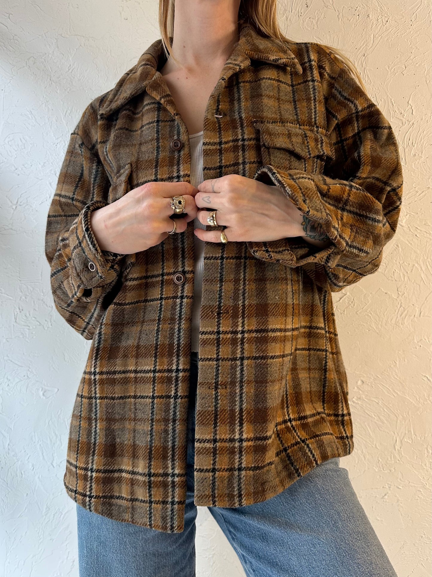 90s ‘Pendleton’ Plaid Wool Jacket / Large