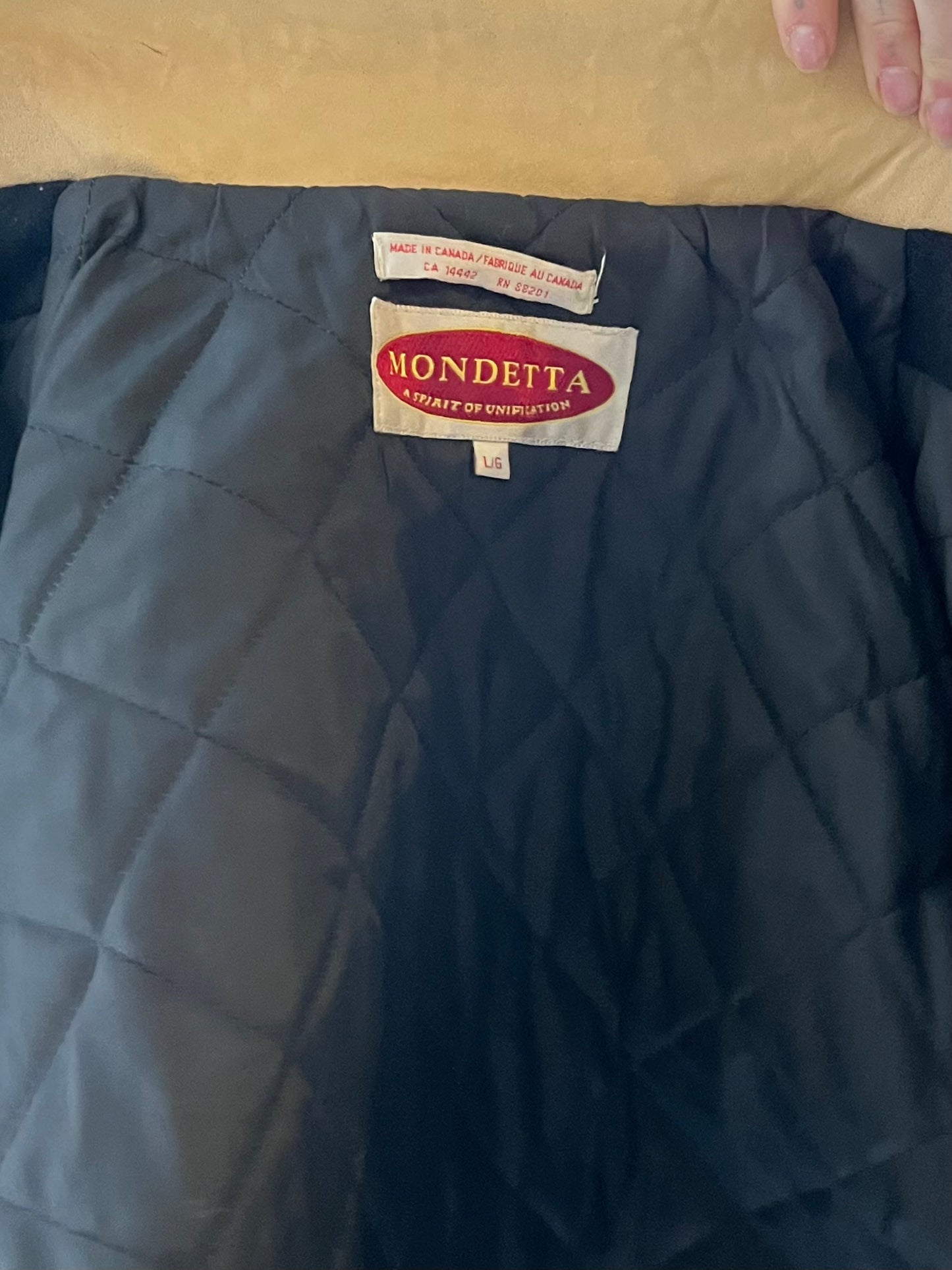 90s 'Mondetta' Canadian Wool Leather Bomber Jacket / Large