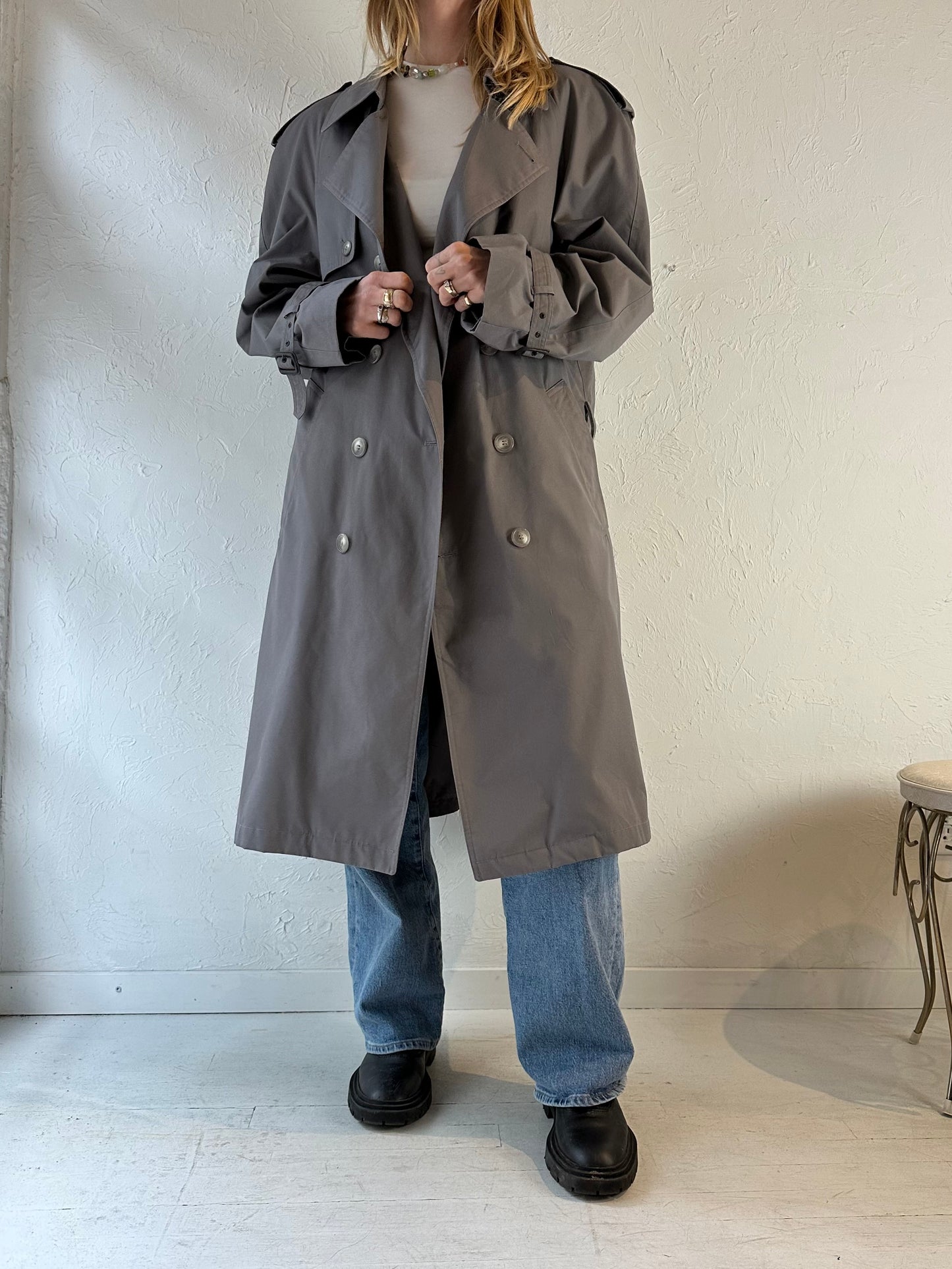 80s ‘Sears’ Gray Trench Coat / Large