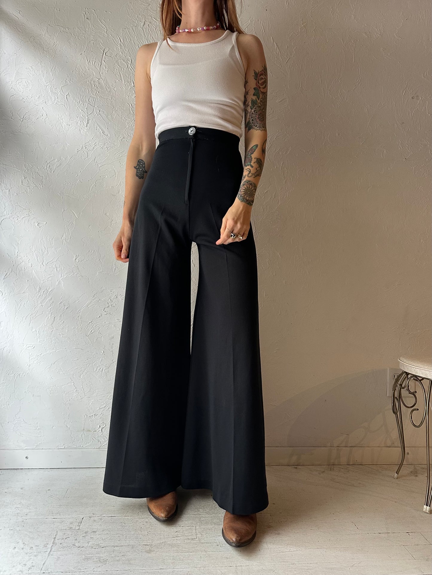 Vintage Handmade Black Bell Bottom Flare Pants / XSmall