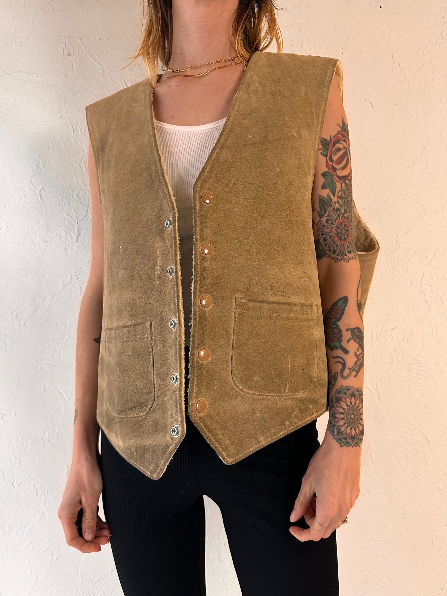 80s 'JFS' Suede Vest / XL
