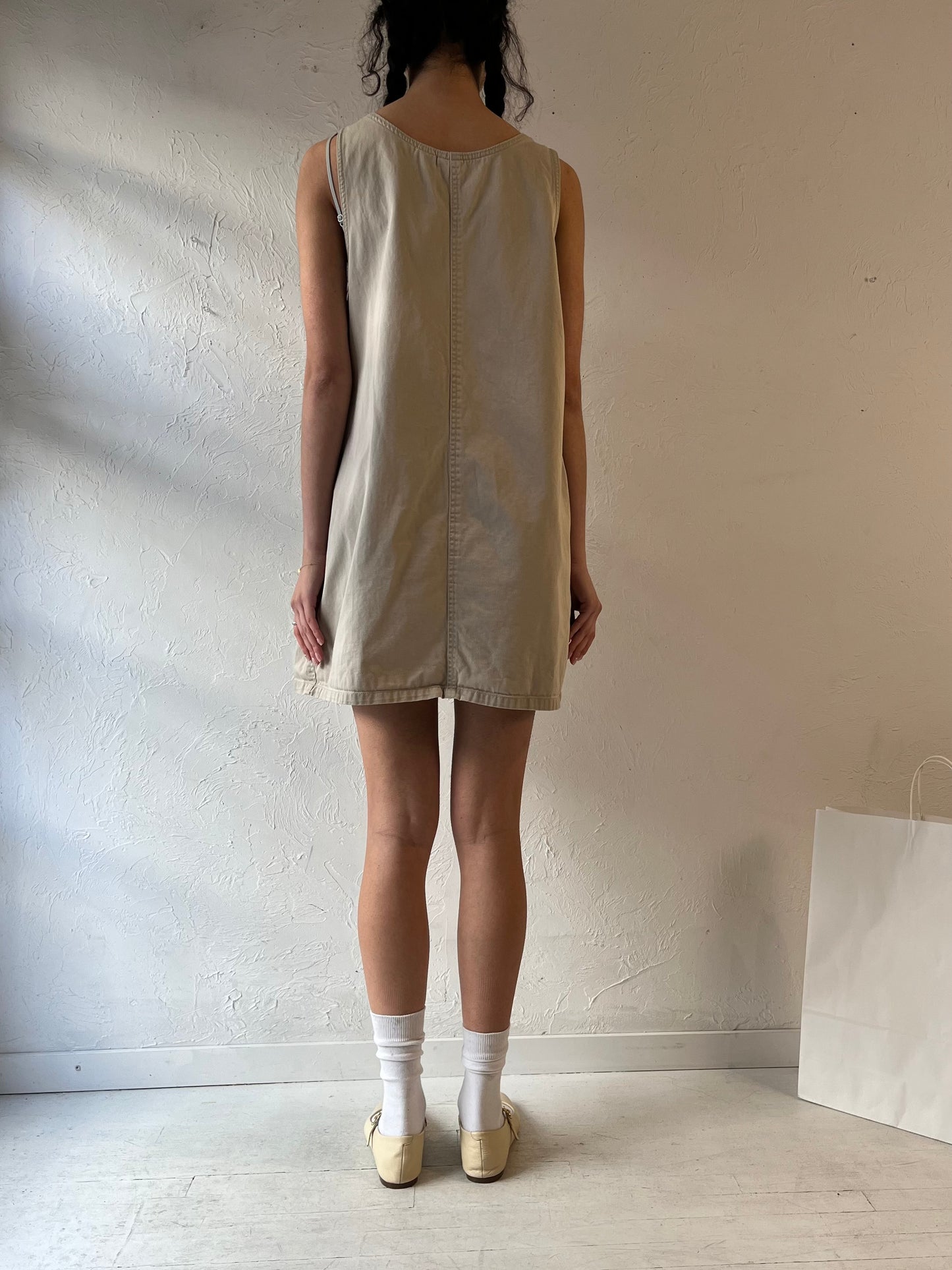Y2K ‘Disney’ Beige Embroidered Denim Dress / Large