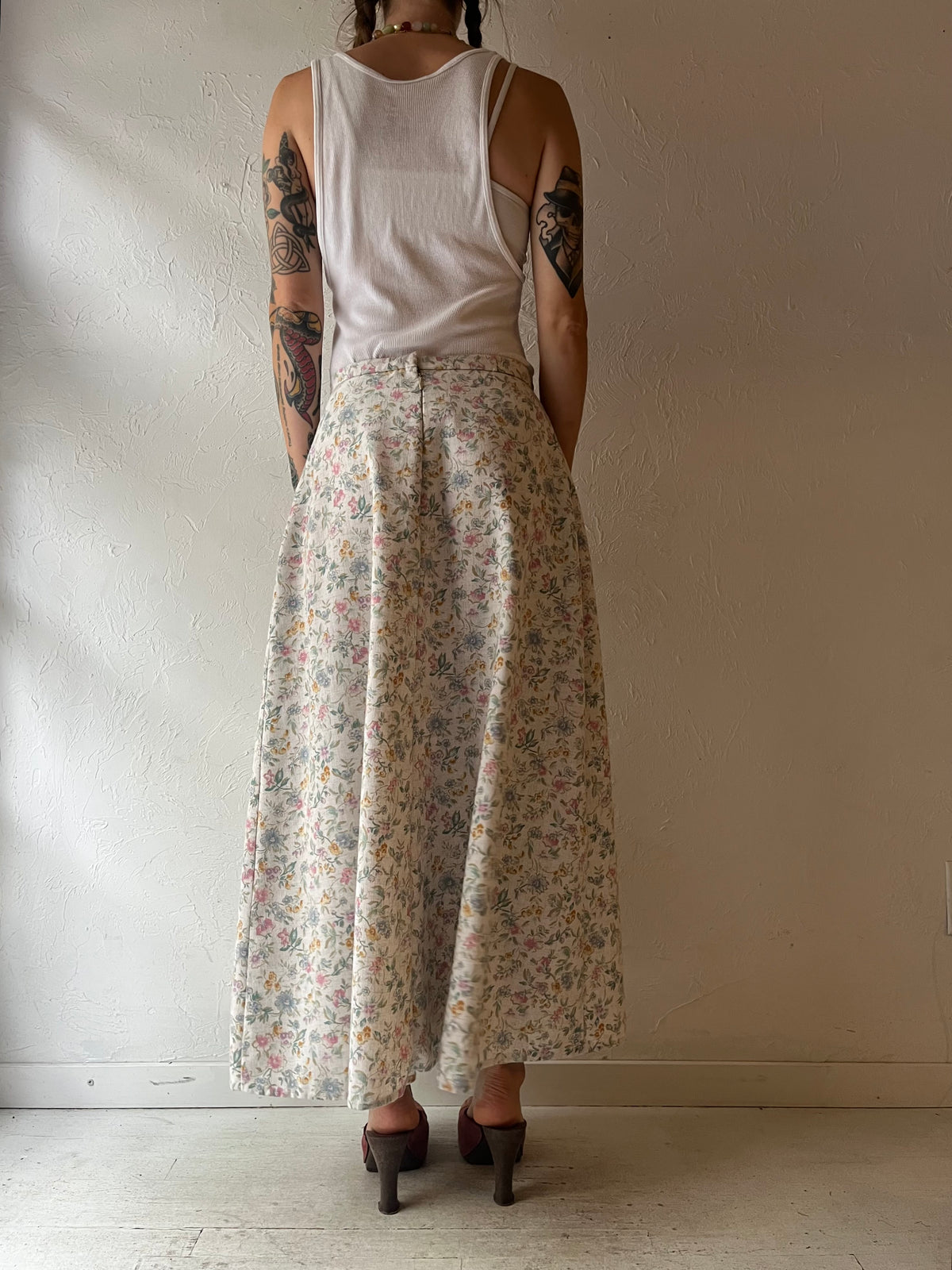 Vintage Handmade Floral Cottagecore Boho Hippie Prairie Summer Maxi Skirt / Medium