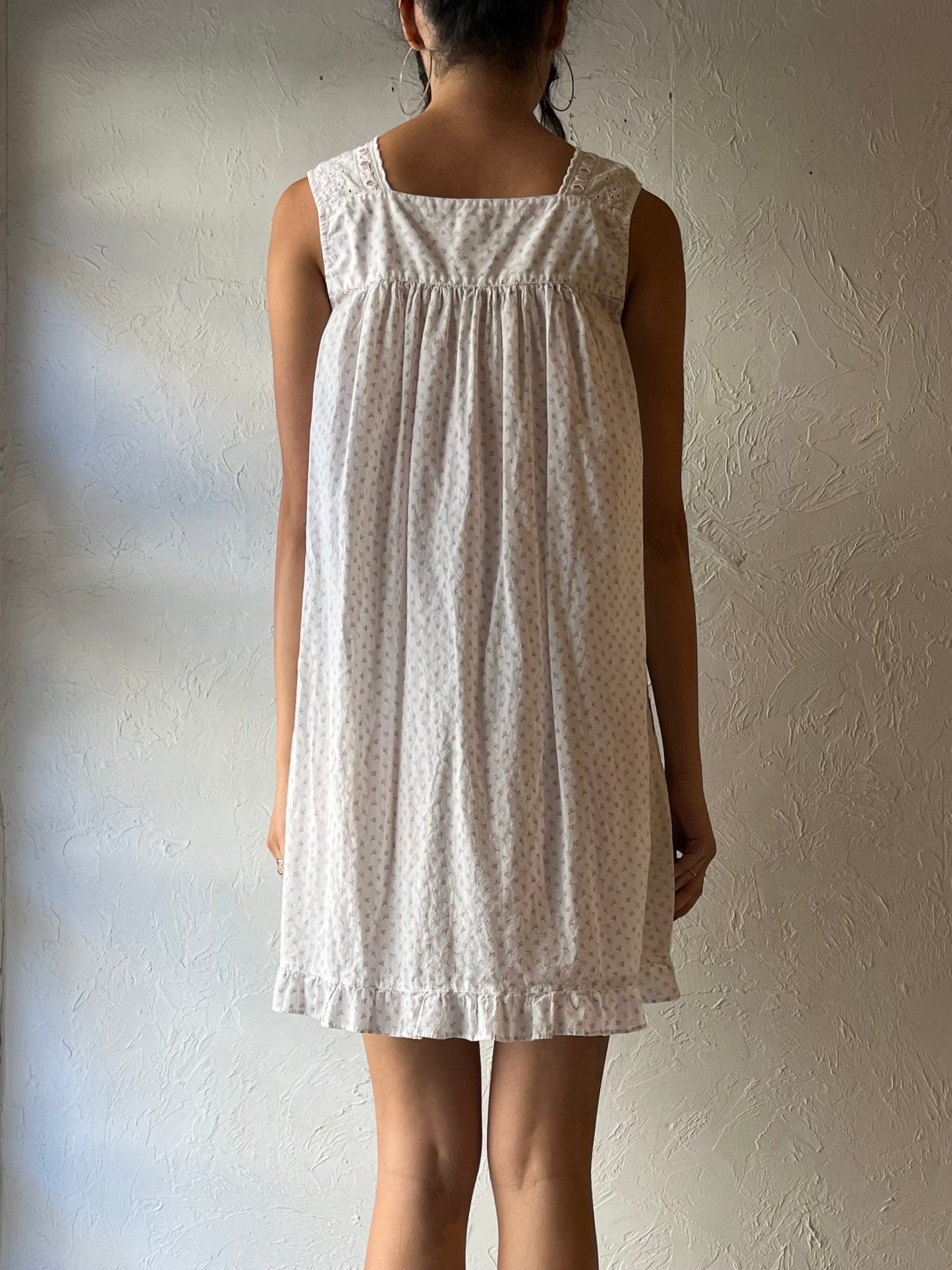 90s 'Charter Club' Cotton Mini Dress / Small
