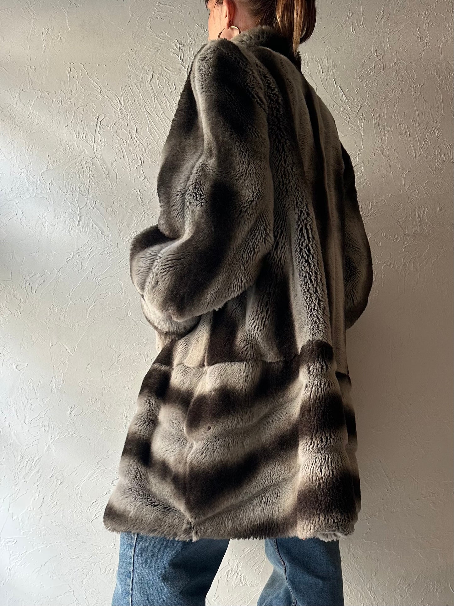 80s 'Daville' Faux Fur Coat / Large