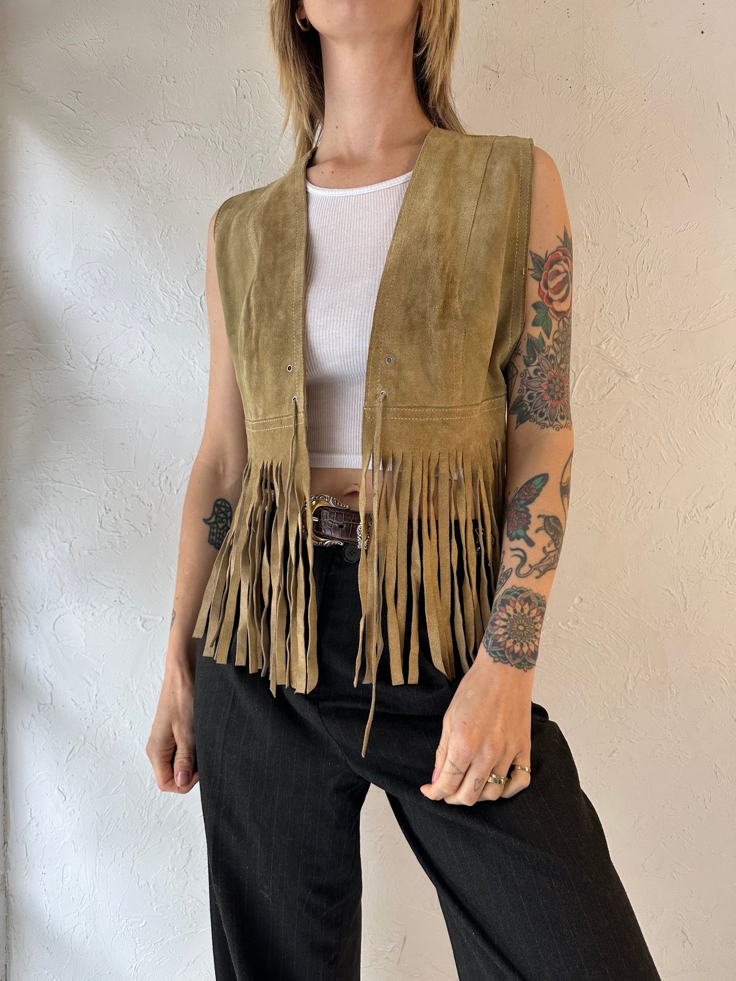 70s 'Bagatelle' Suede Fringe Vest / Small