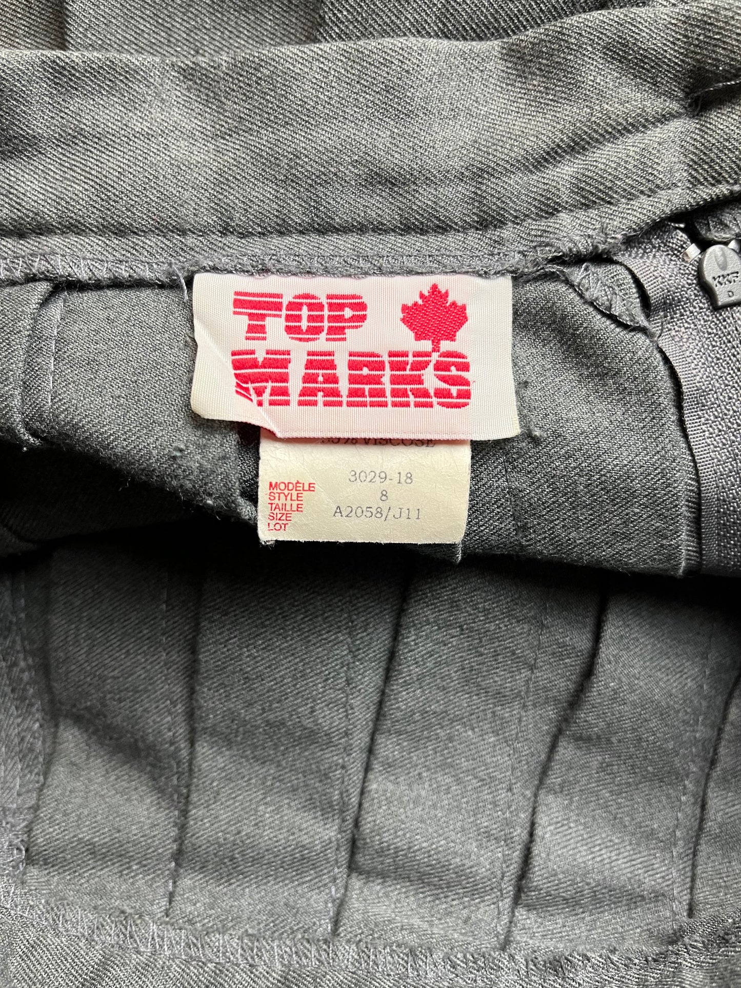 Vintage 'Top Marks' Gray Knit Pleated Mini Skirt / Small