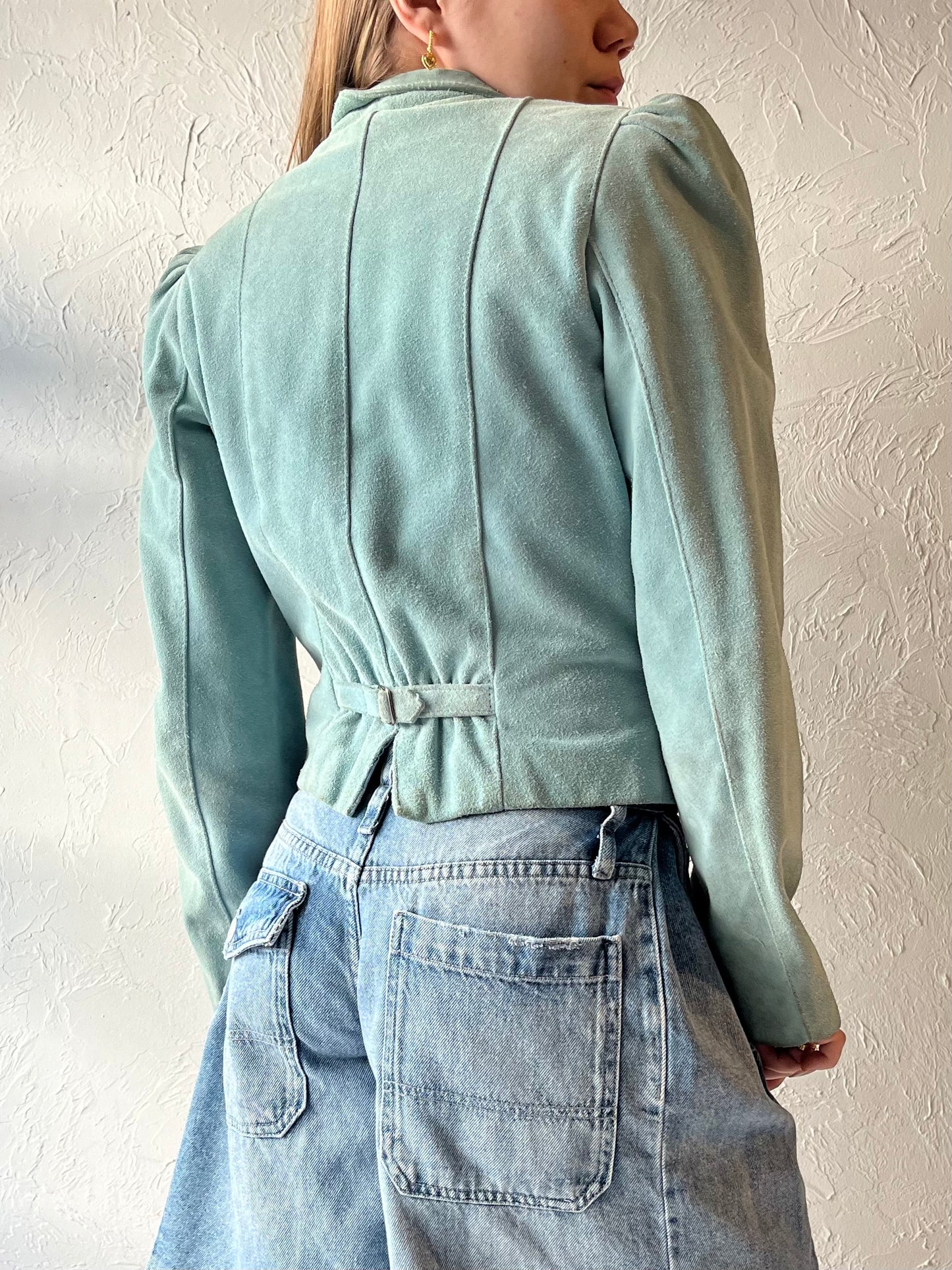 80s 'Wilsons Leather' Blue Suede Jacket / Small