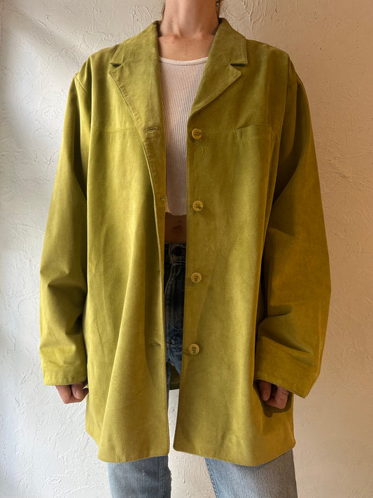 90s ‘Danier’ Green Suede Leather Jacket / Medium