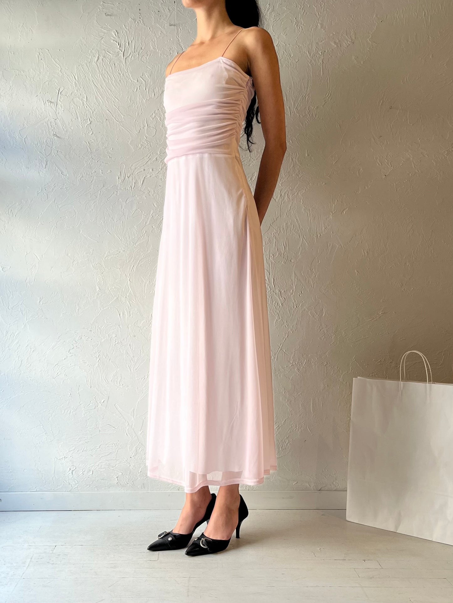 90s ‘Le Chateau’ Pale Pink Formal Dress / Small