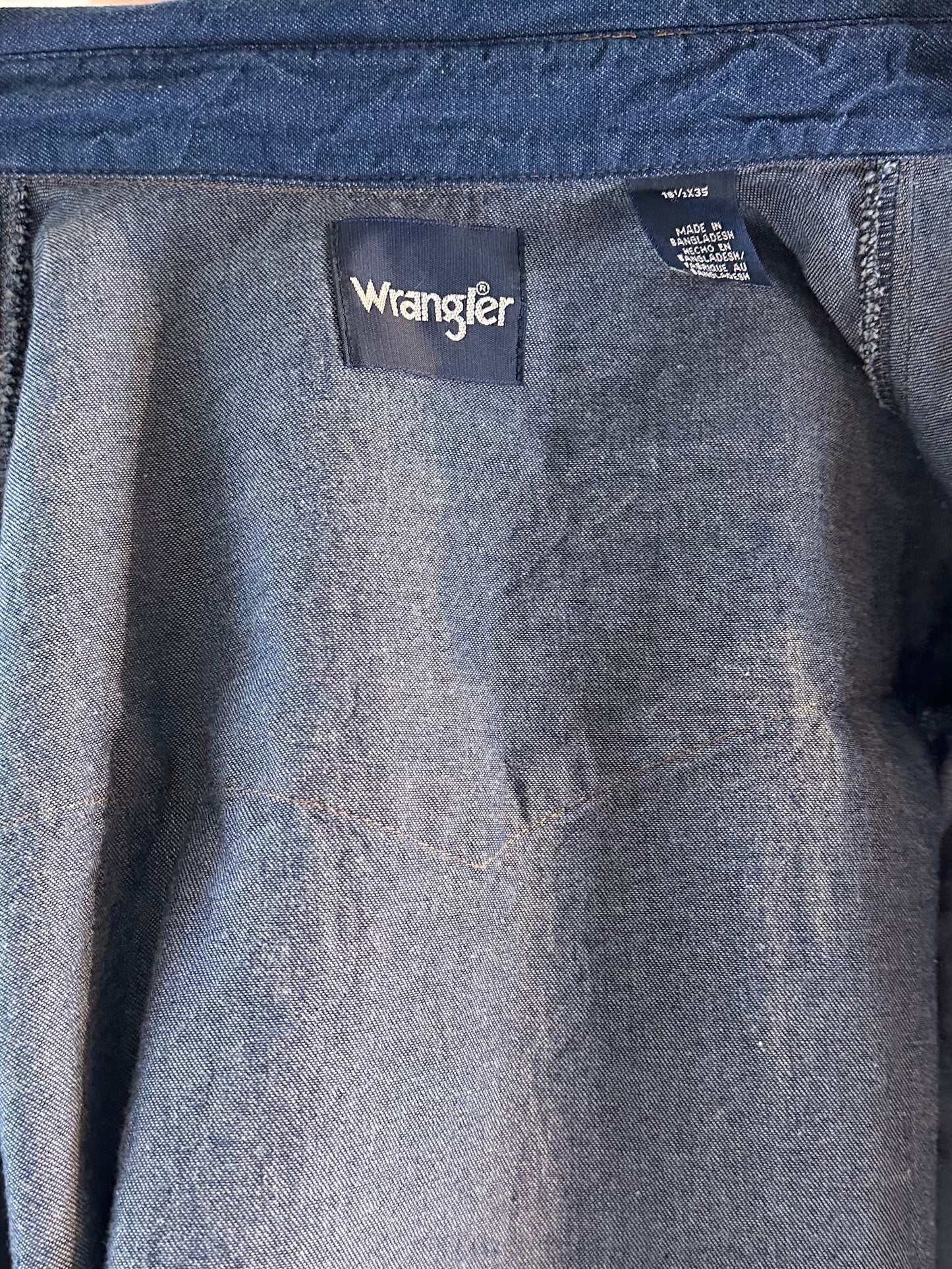 Y2K ‘Wrangler’ Denim Snap Up Western Shirt / XL