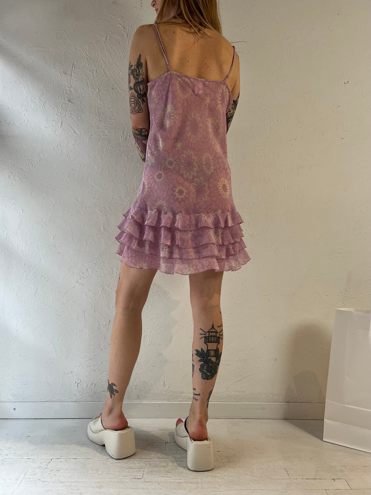 Y2K ‘La Vie En Rose’ Floral Mini Slip Dress / Large