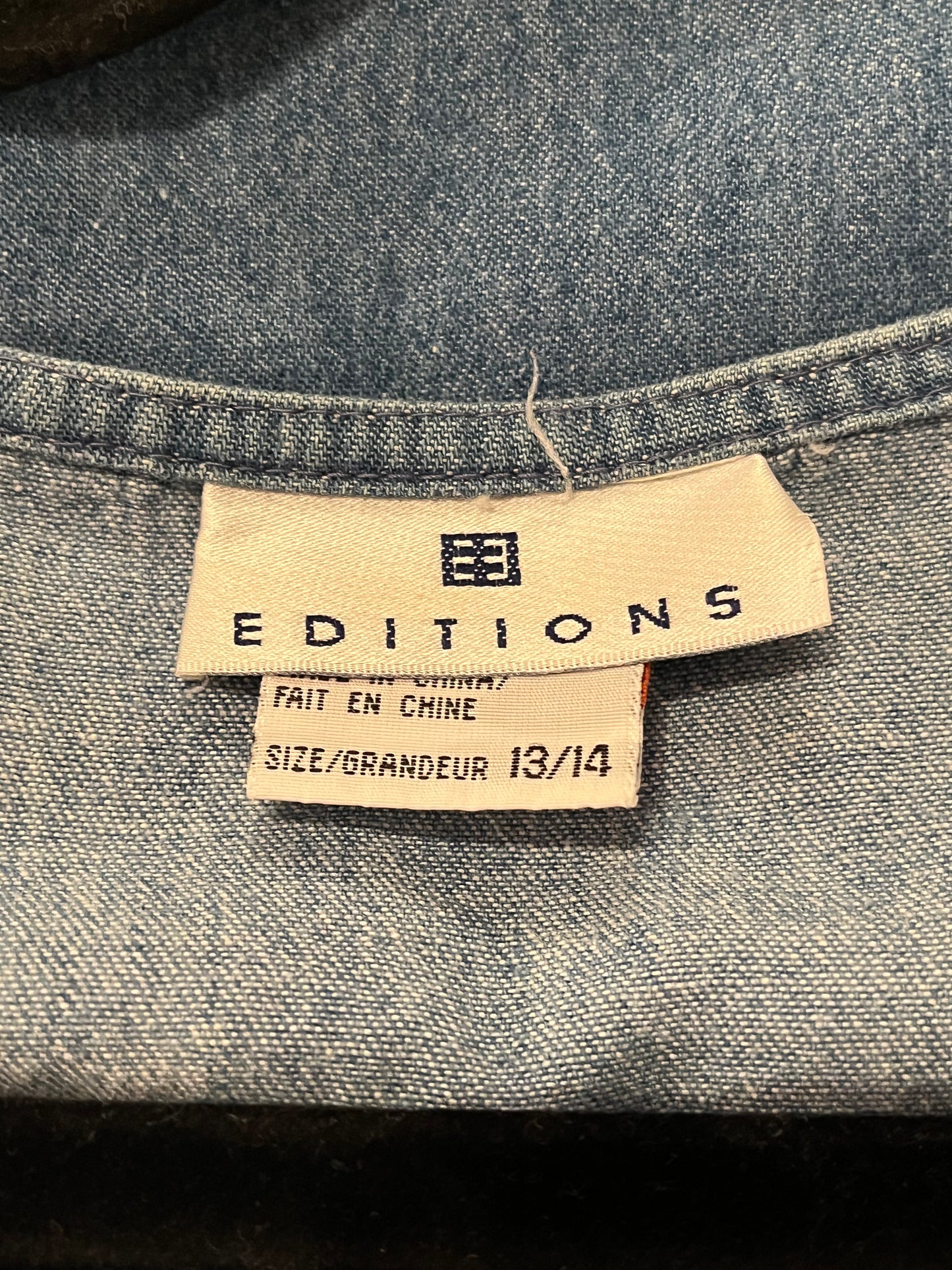 90s 'Editions' Denim Midi Dress / Large