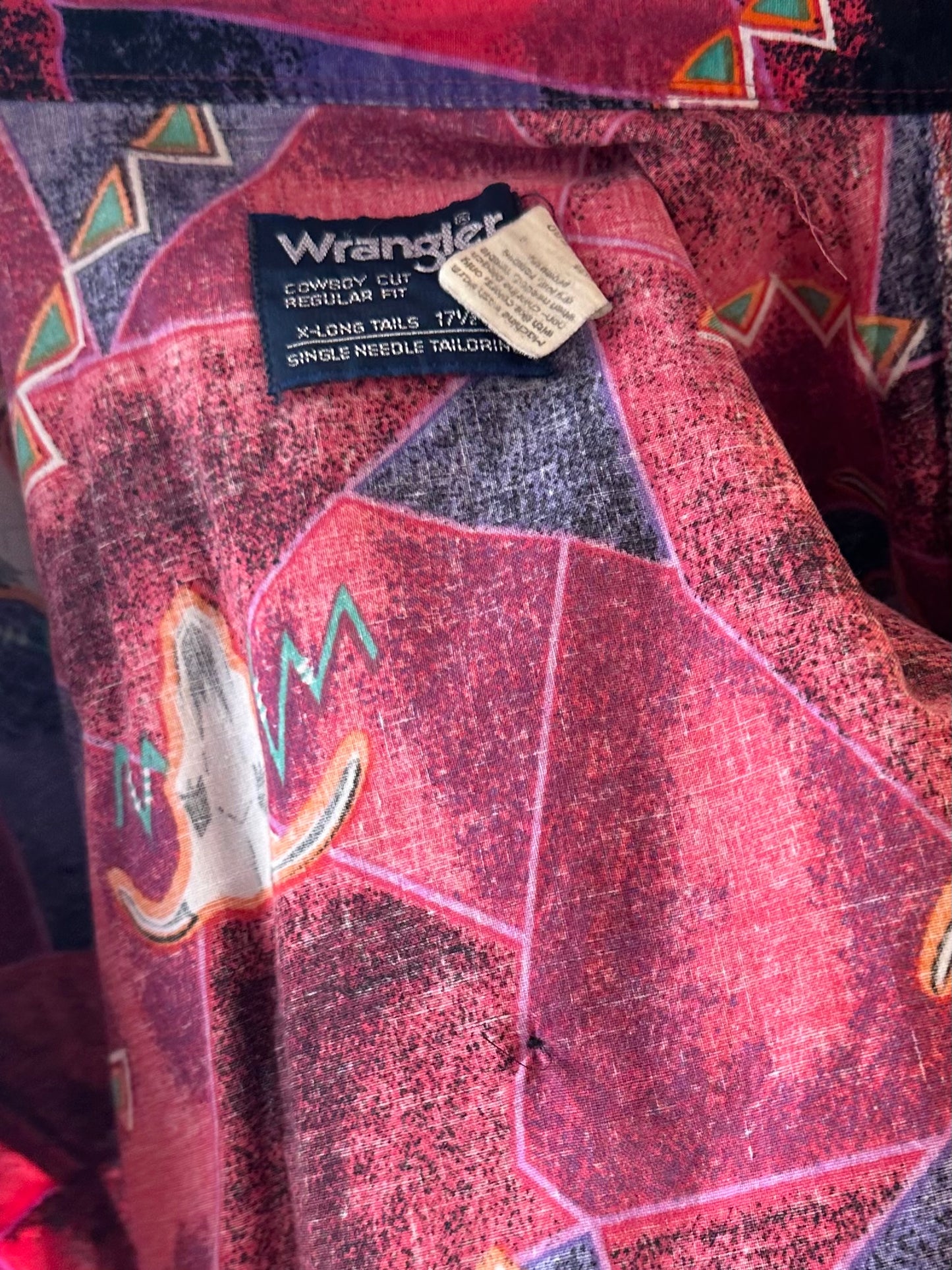 90s 'Wrangler' Patterned Western Shirt / XL