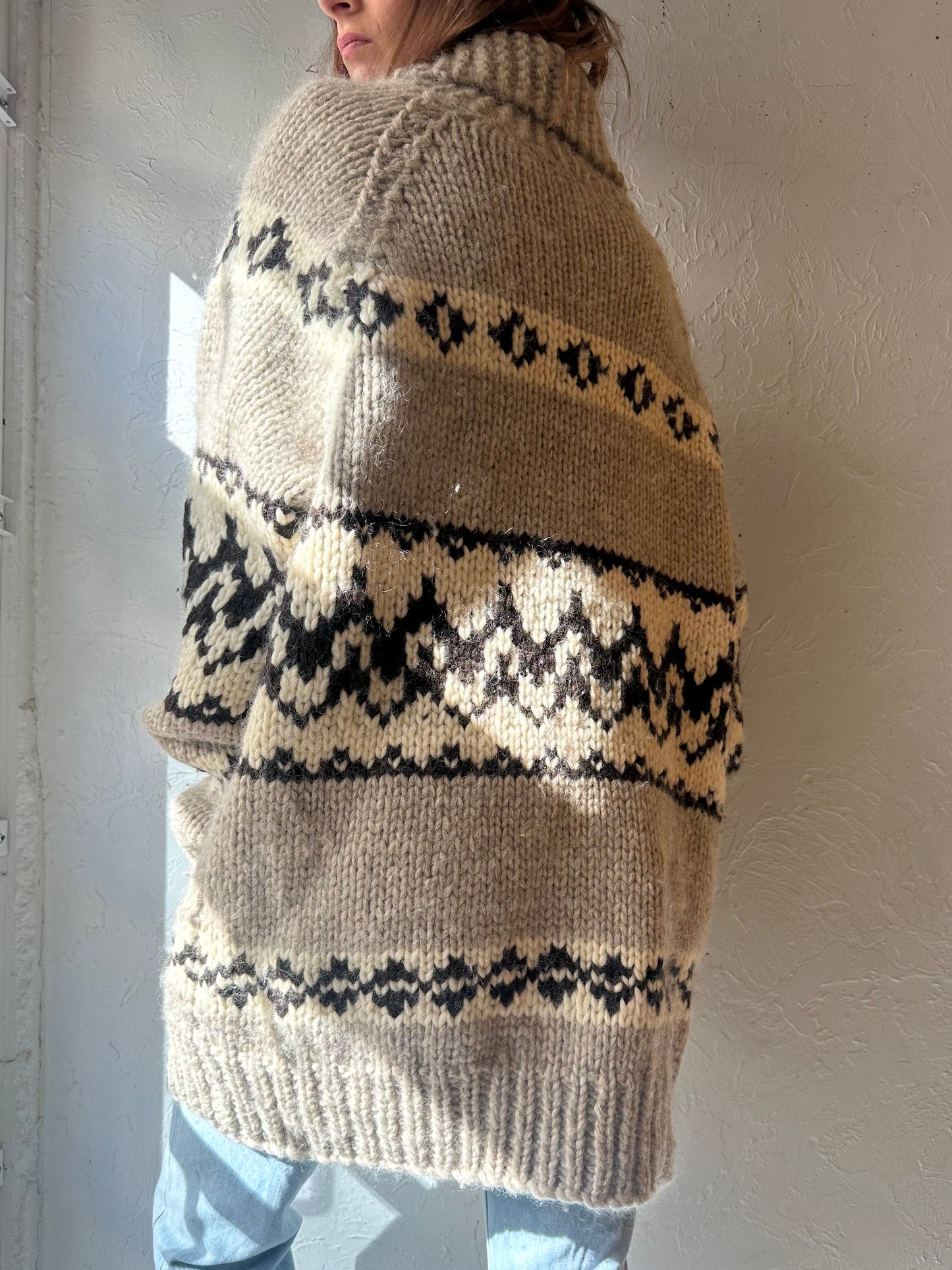Vintage Hand Knit Chunky Wool Sweater / XXL