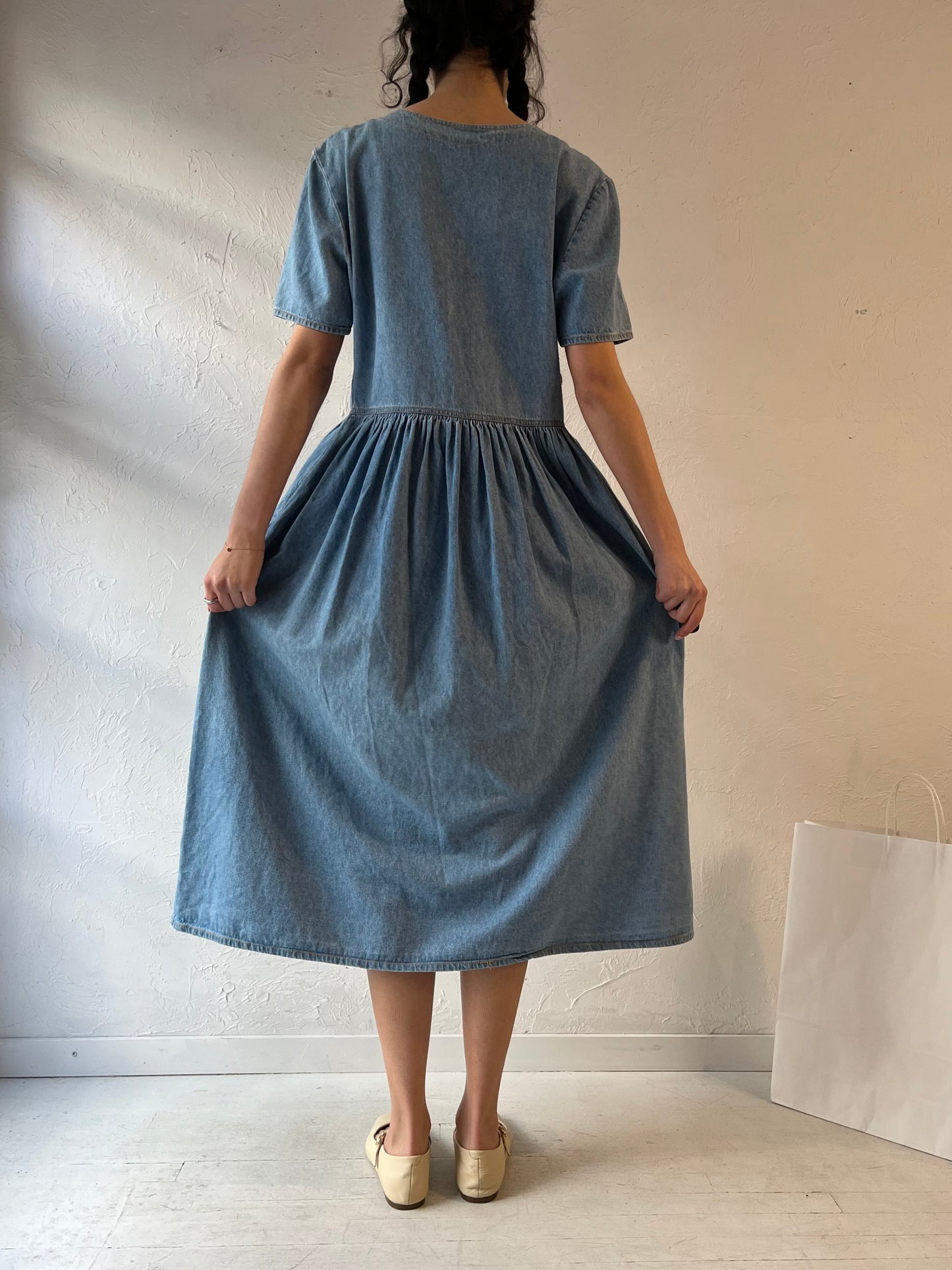90s ‘Tickets’ Denim Dress / Medium