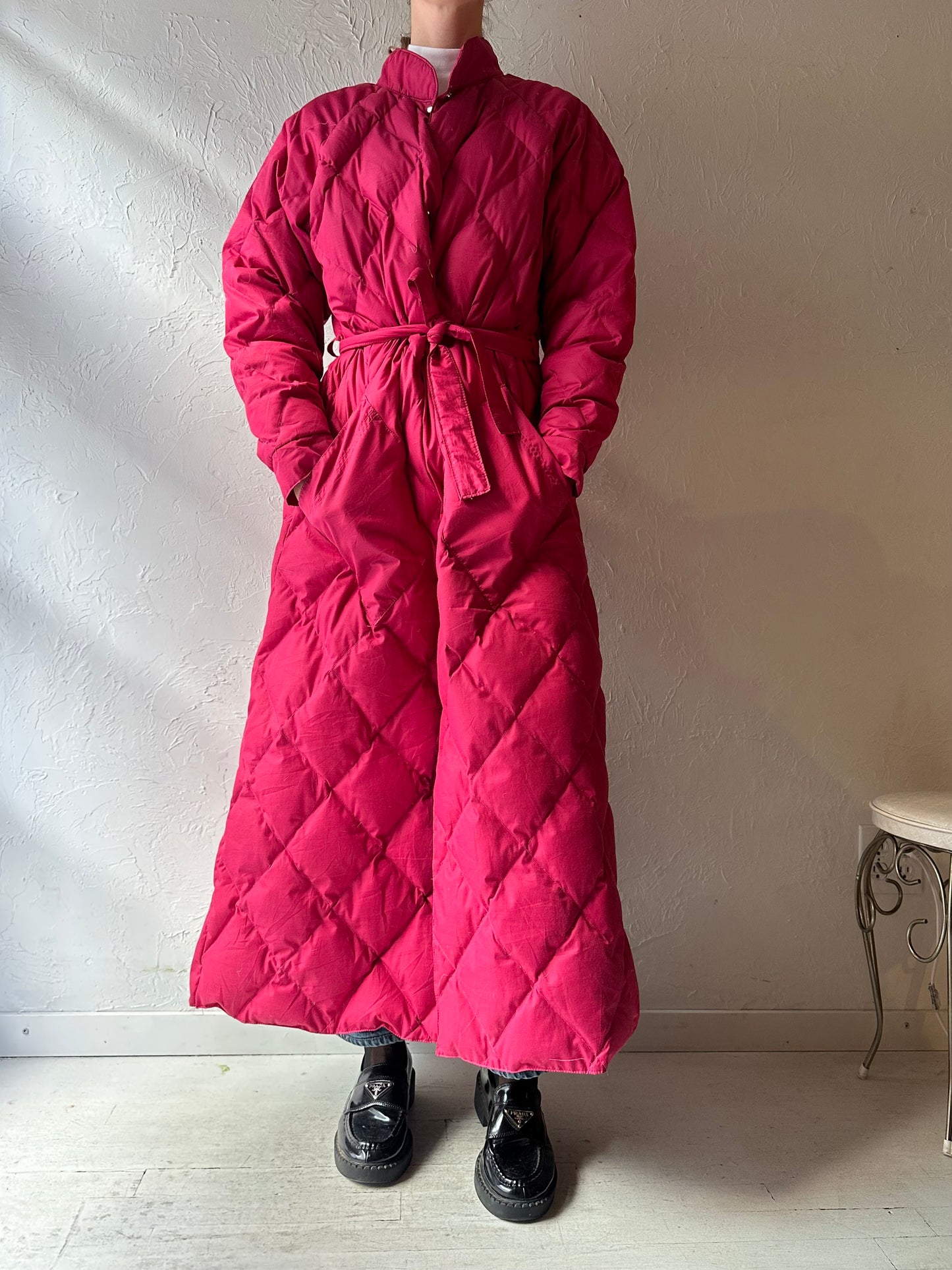 90s 'Hobo' Pink Quilted Coat / Medium