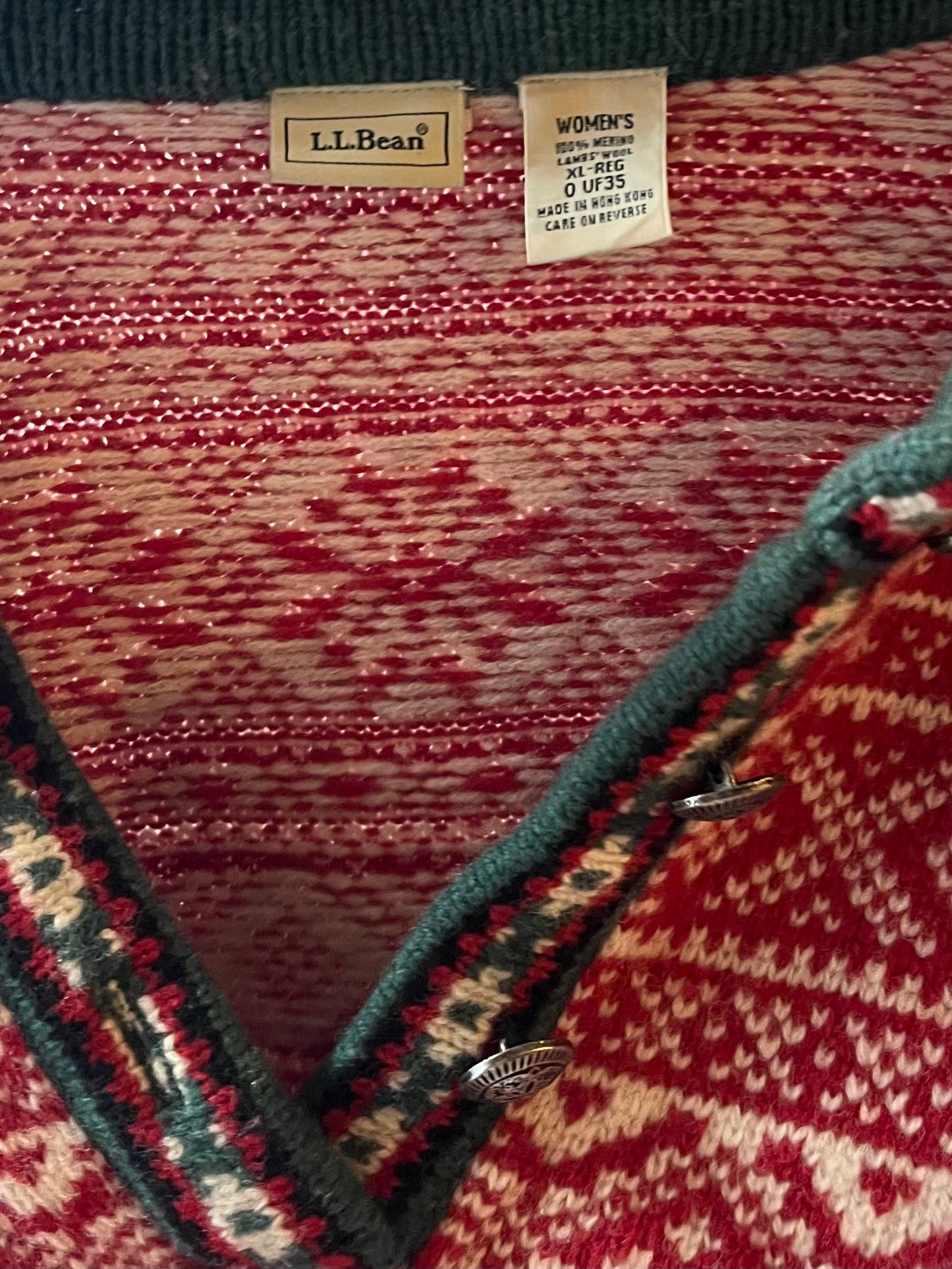 90s ‘LL Bean’ Red Nordic Wool Sweater / Large
