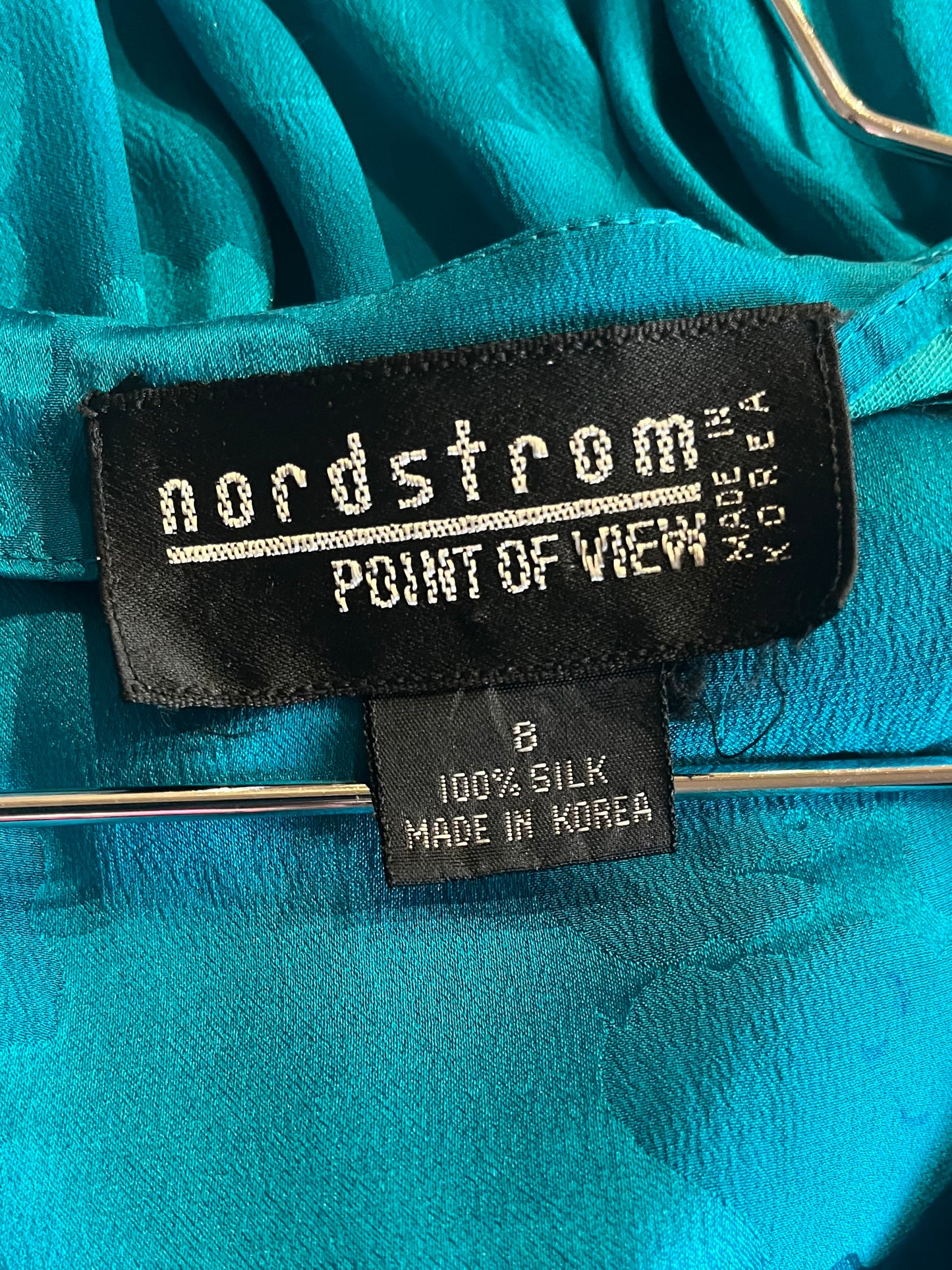 80s 'Nordstrom' Blue Silk Dress / Small