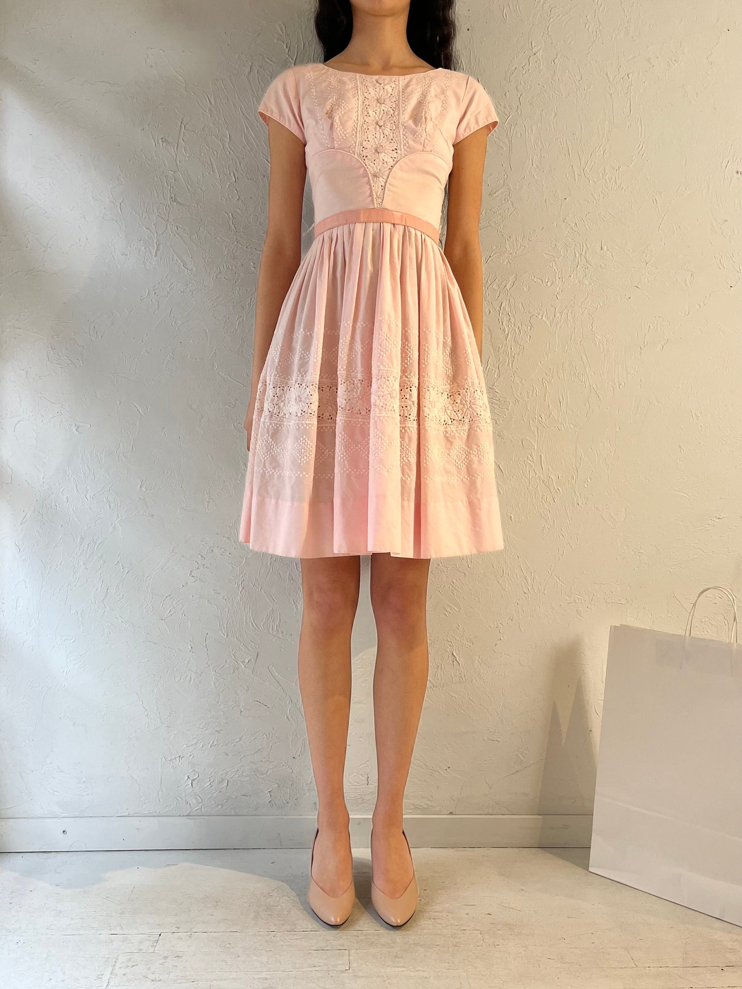 60s Handmade Pink Mini A-Line Dress / XS