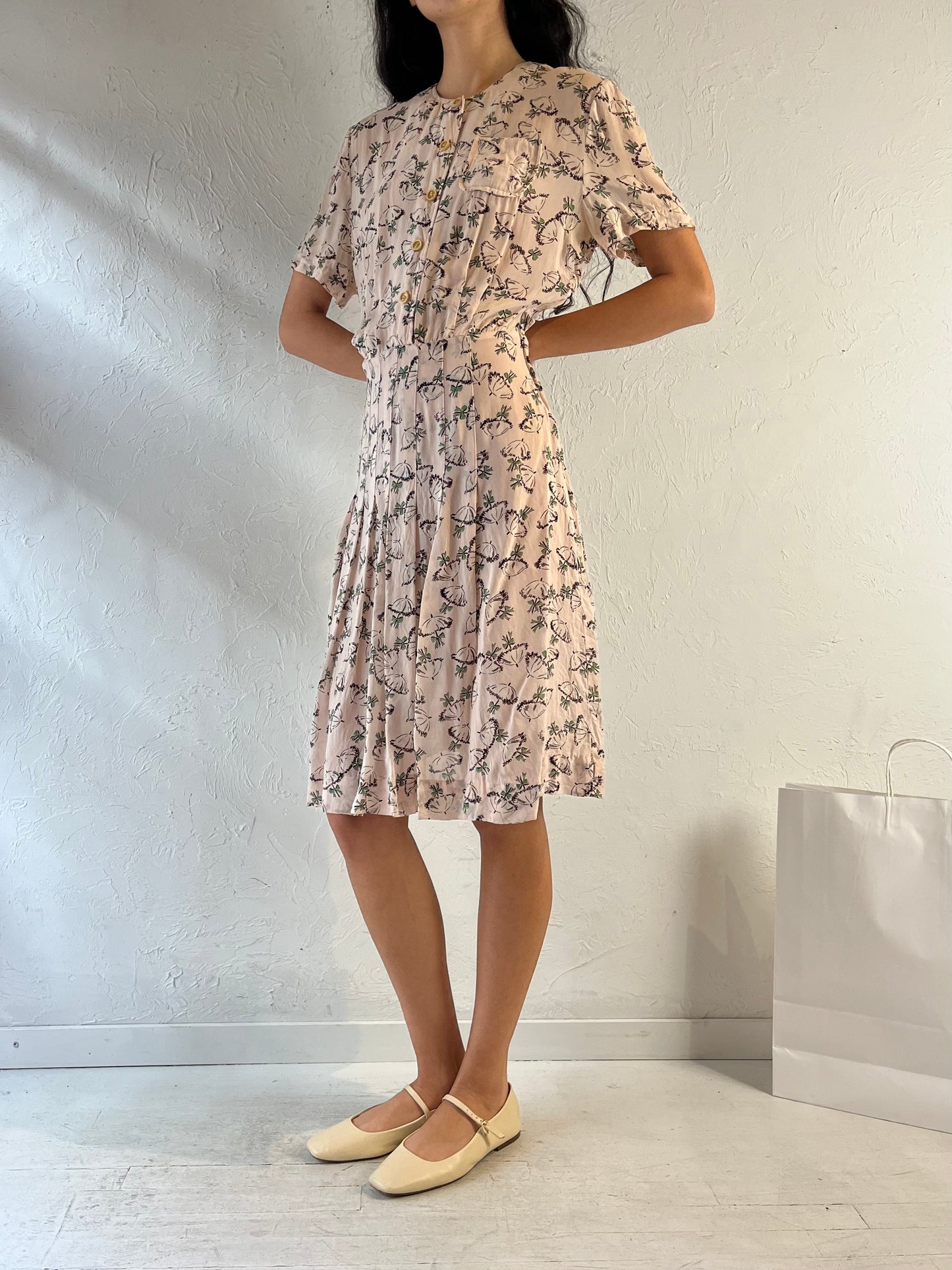 60s / 70s ‘Cay Artley’ Pale Pink Midi Dress / Medium