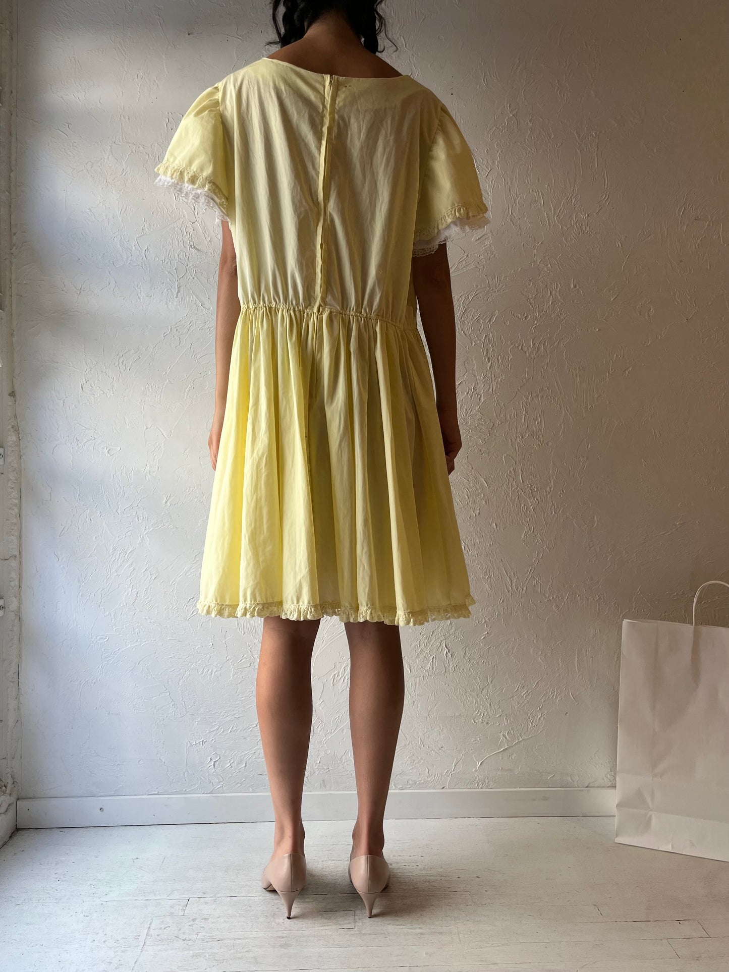 Vintage Handmade Yellow Chore Dress / Large