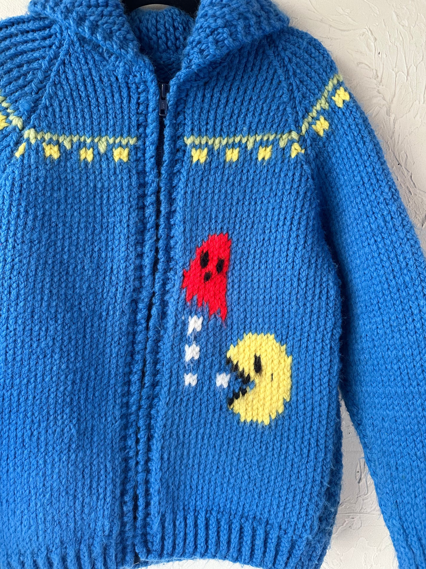 Vintage Hand Knit Kids Pac Man Sweater / 10 - 12