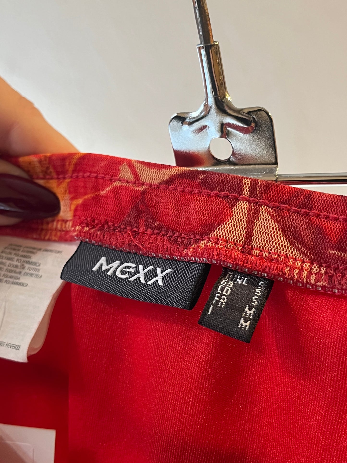 90s Red Floral Skirt / Small