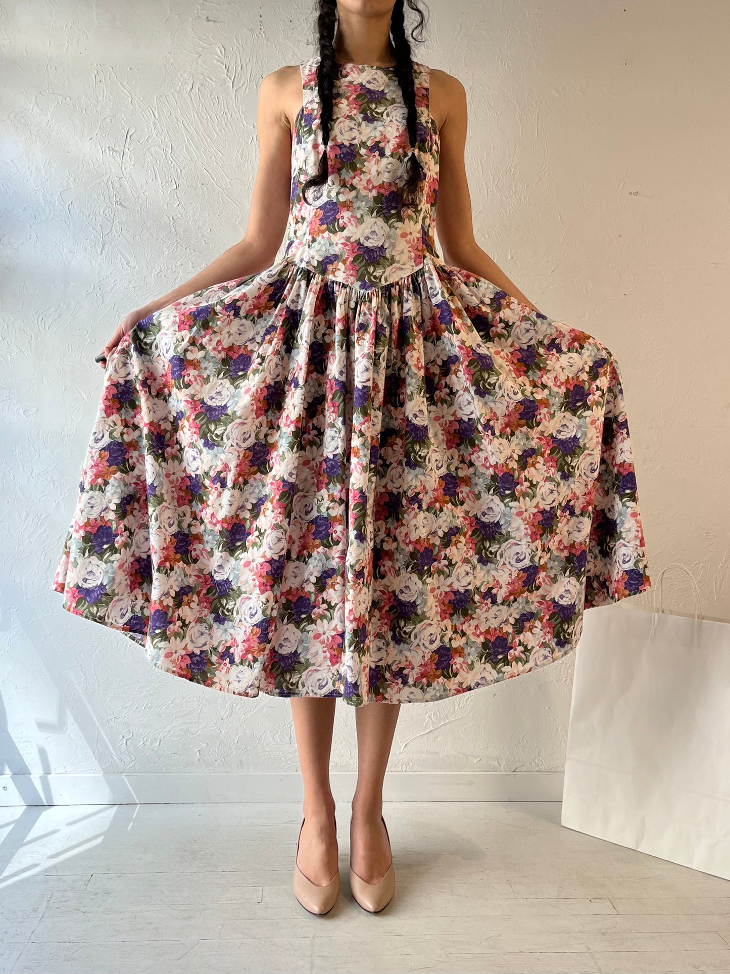 90s ‘Robbie Bee’ Floral Print Dress Small