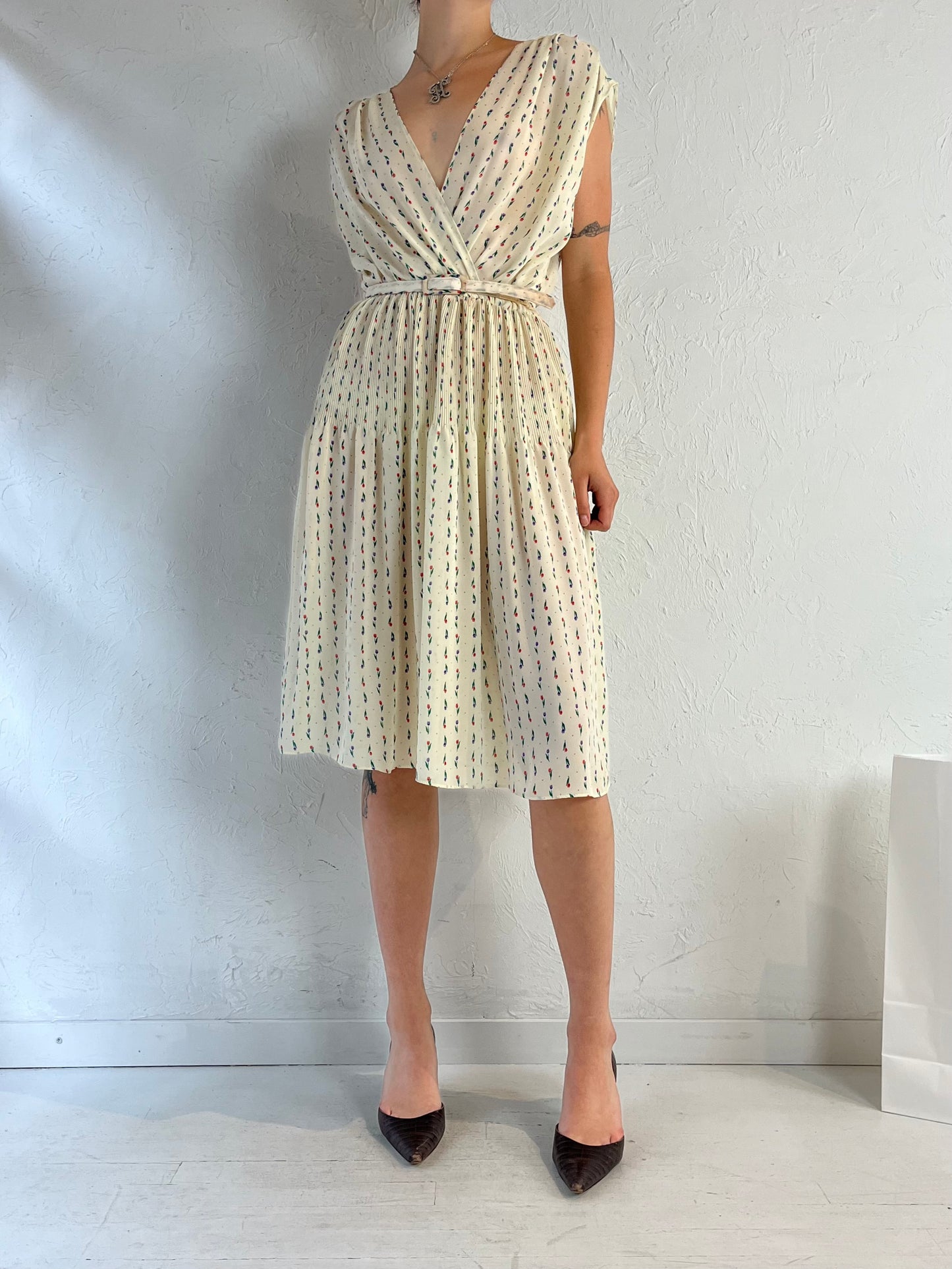 80s 'Orite' Cream Tulip Dress / Small