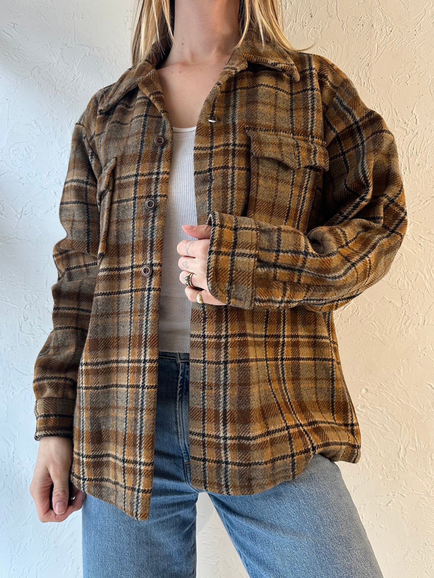 90s ‘Pendleton’ Plaid Wool Jacket / Large
