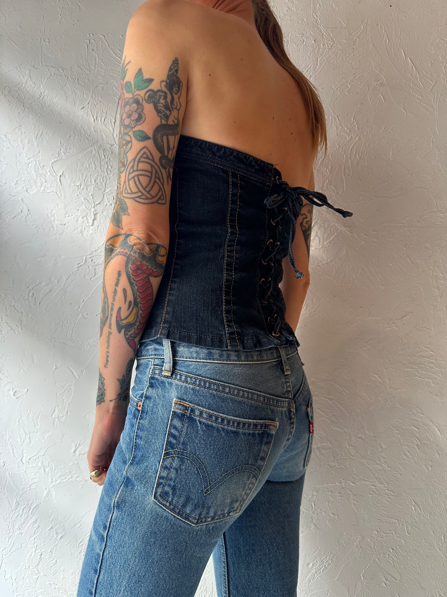 Y2K ‘Foxy Jeans’ Denim Tube Top / Small