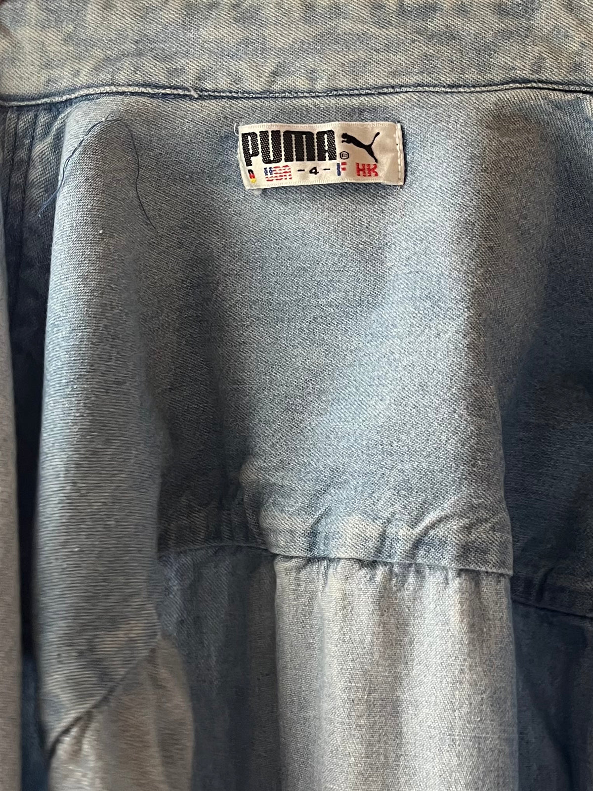 90s 'Puma' Denim Button Up Shirt / Medium