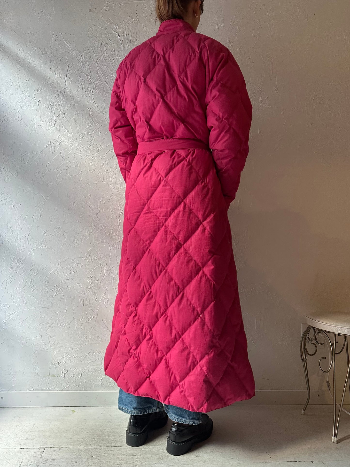 90s 'Hobo' Pink Quilted Coat / Medium