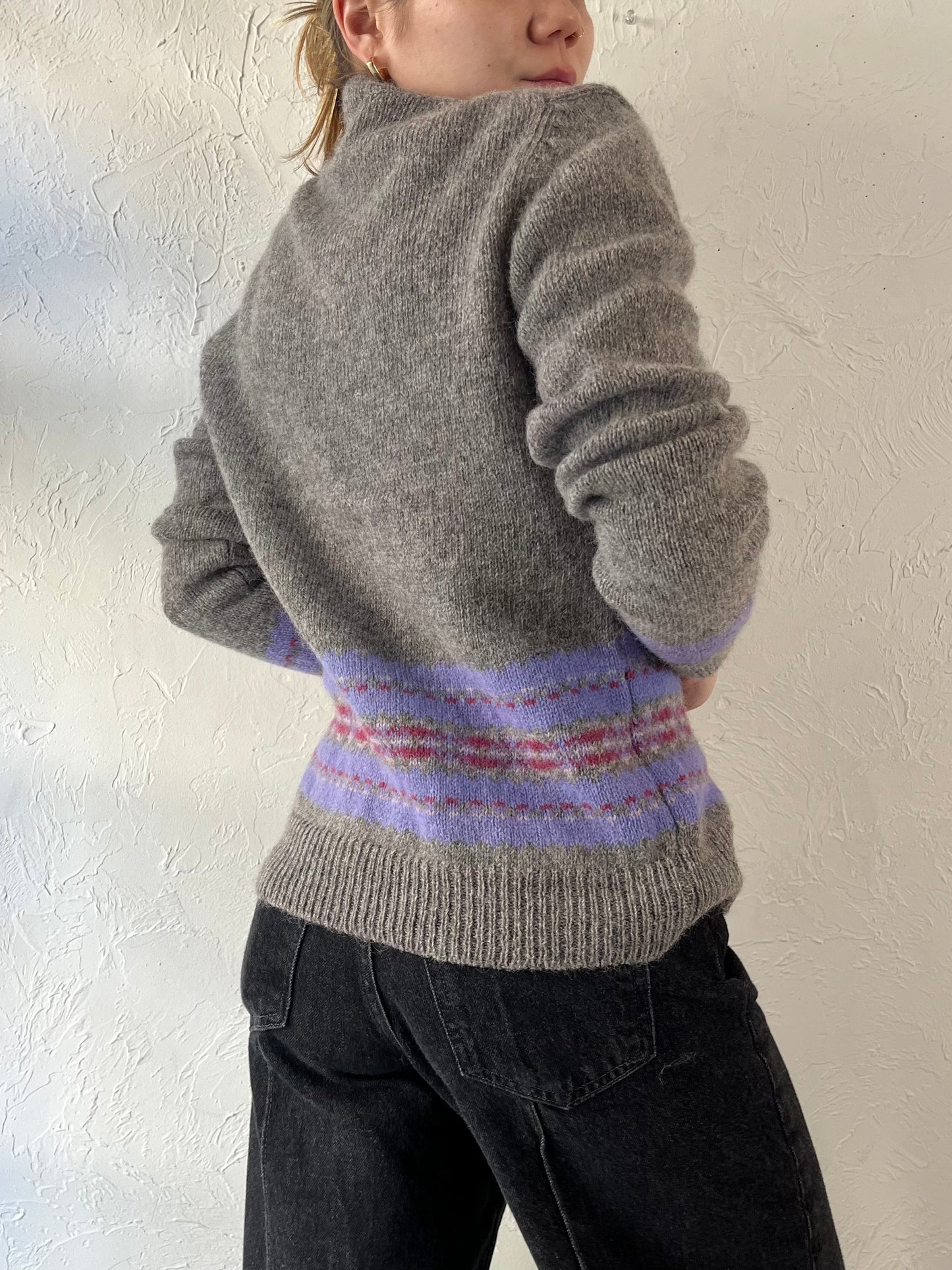 90s 'Maggie' Gray Wool Cardigan Sweater / Medium