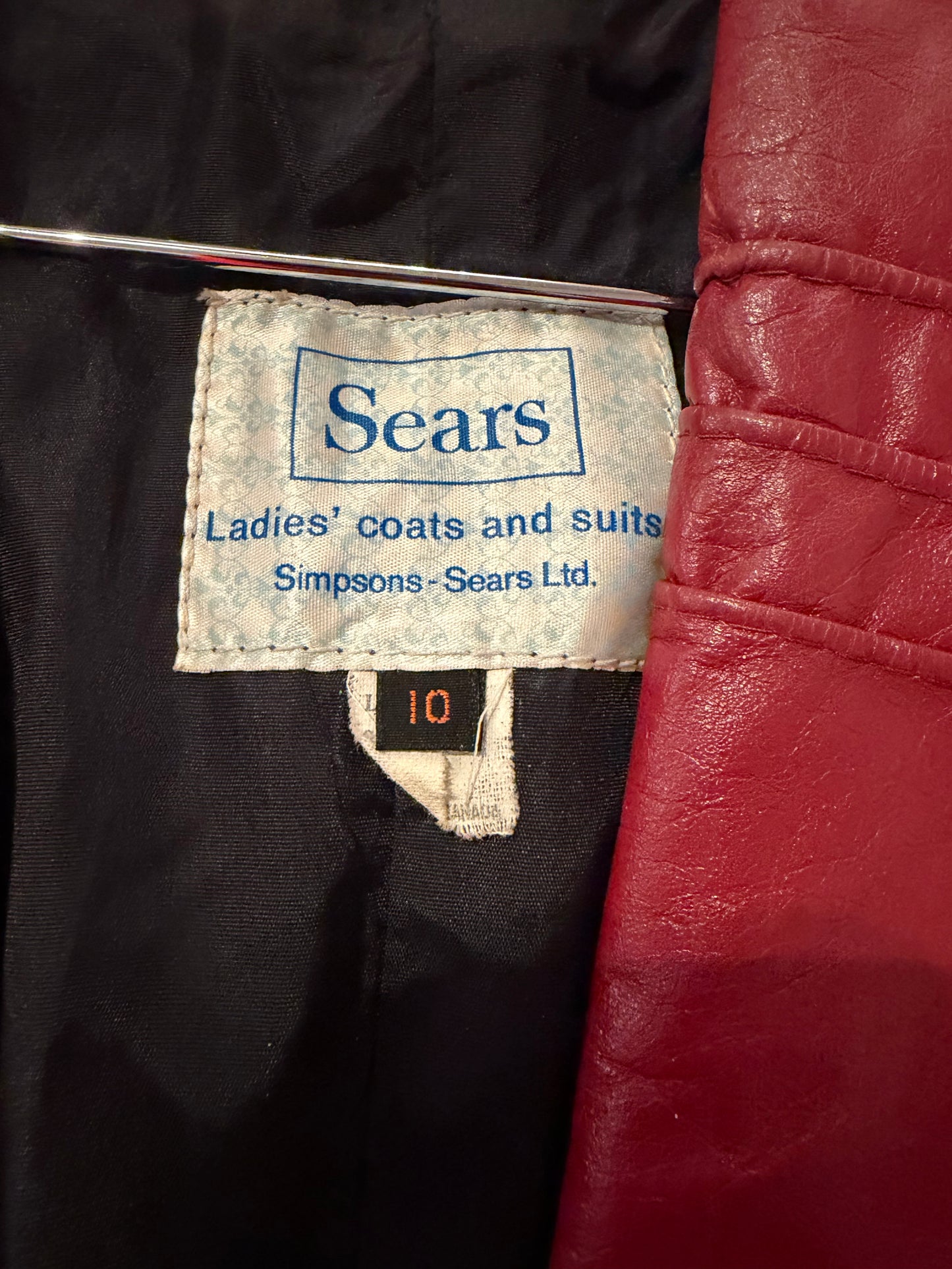 70s 'Sears' Burgundy Leather Jacket / Small