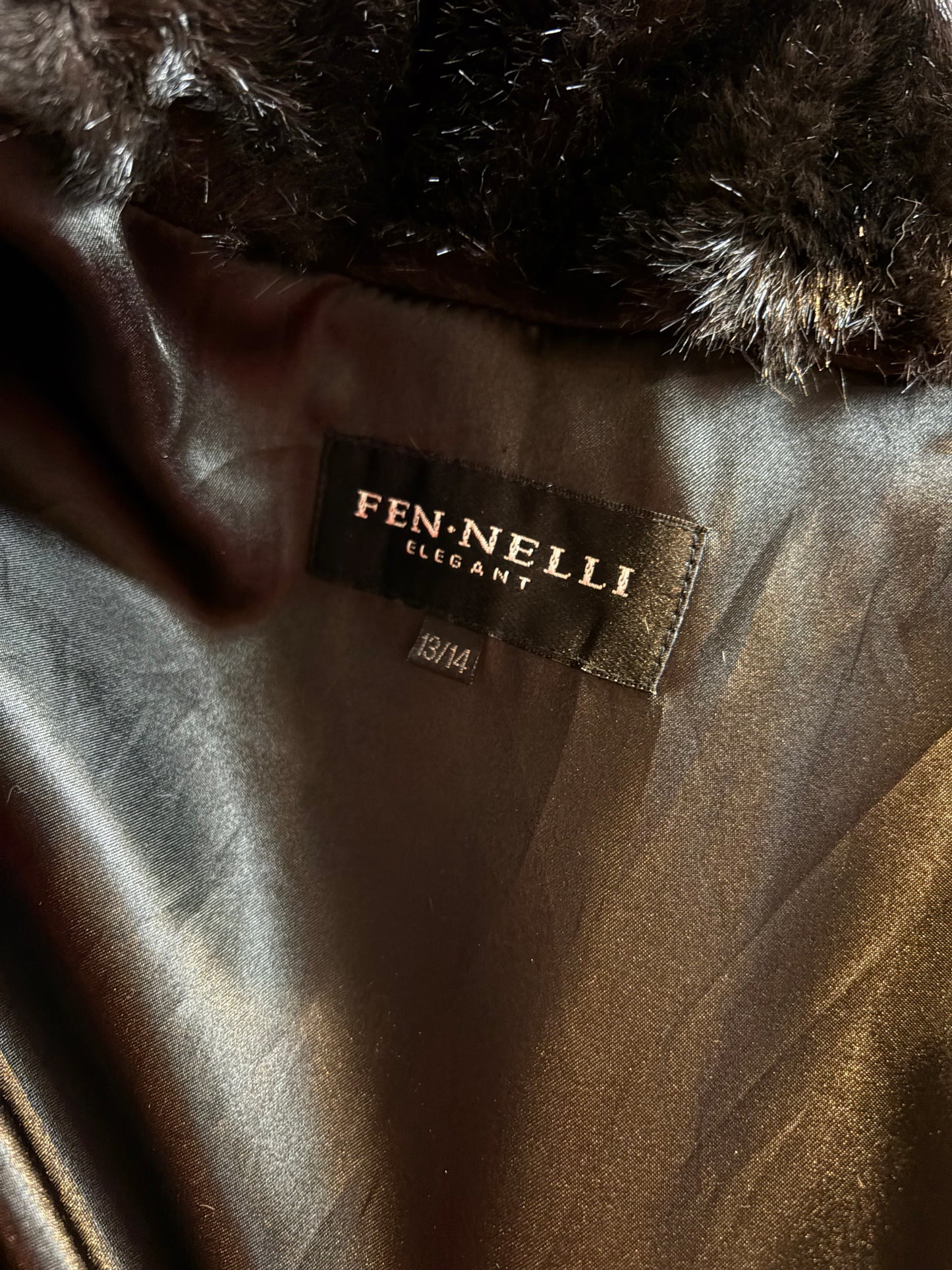 Y2k 'Fennilli' Brown Faux Fur Coat / XL