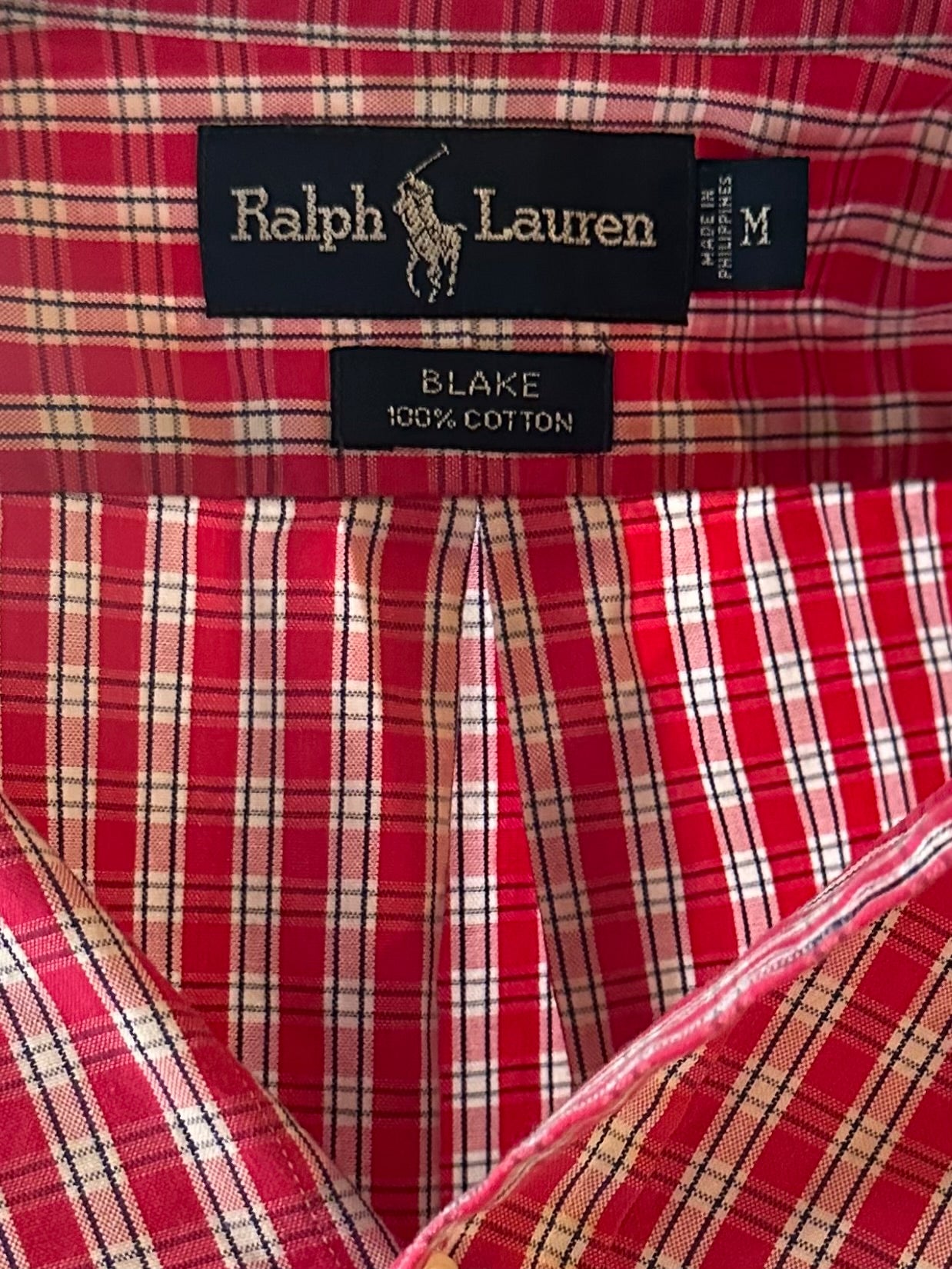 Y2k 'Ralph Lauren' Pink Gingham Short Sleeve Button Up Shirt / Medium