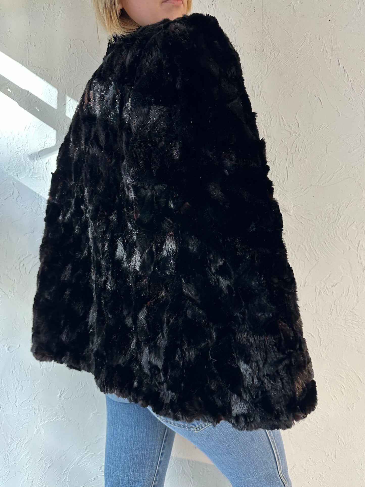 Vintage Black Fur Shall / One Size
