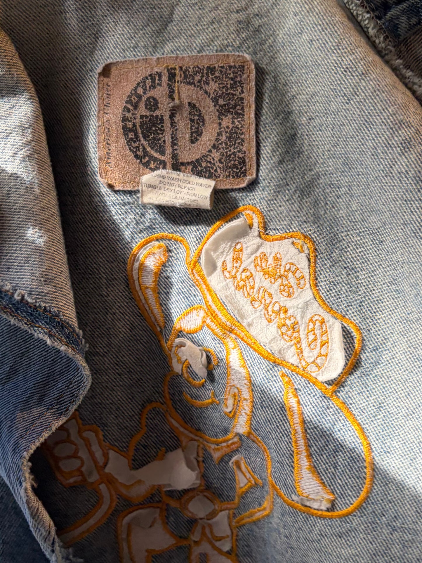 90s 'ID' Light Denim Embroidered Vest / Medium