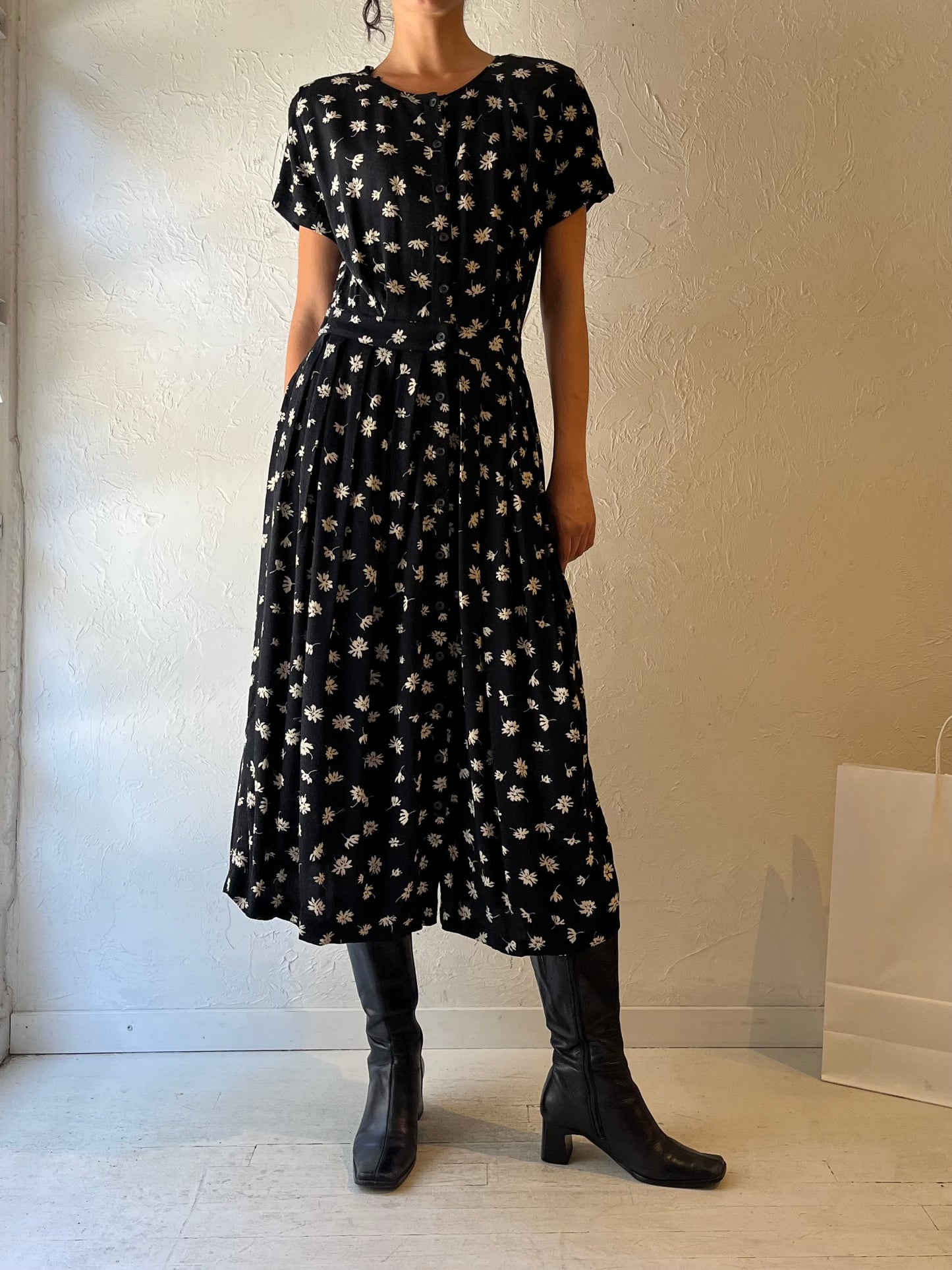 90s ‘Liz Claiborne’ Rayon Floral Dress / Medium