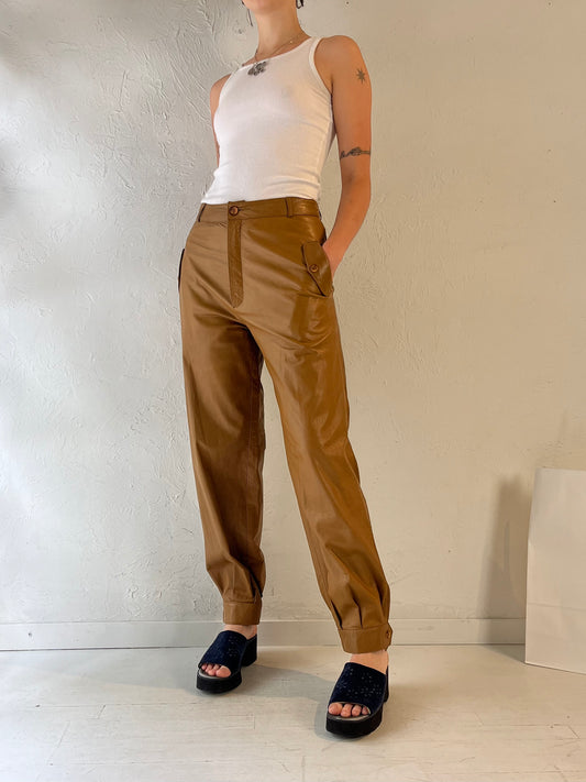 80s 'Carla' Brown Leather Pants / Medium